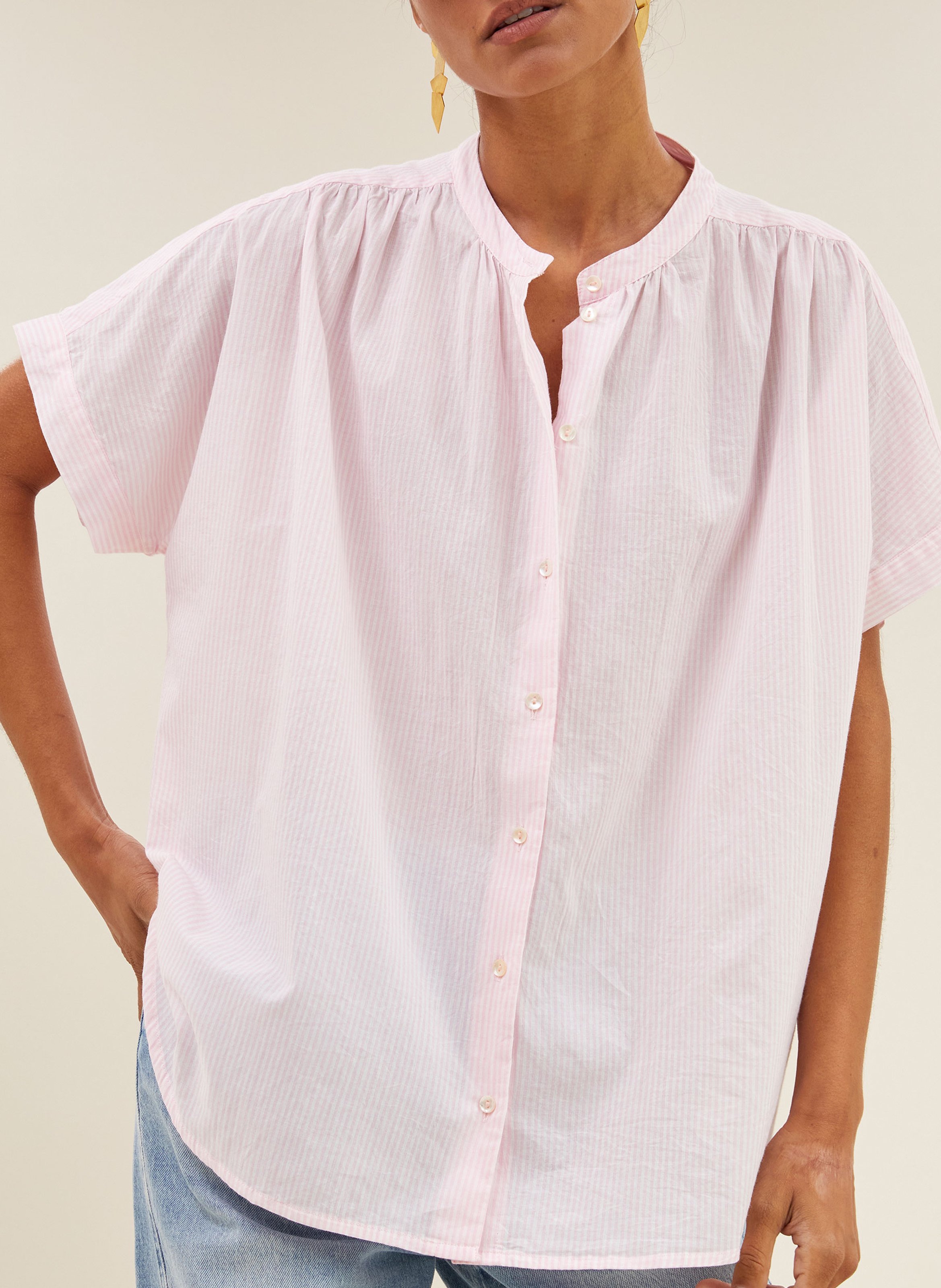 Rundhals-Hemd mit Print BY BAR Rosa