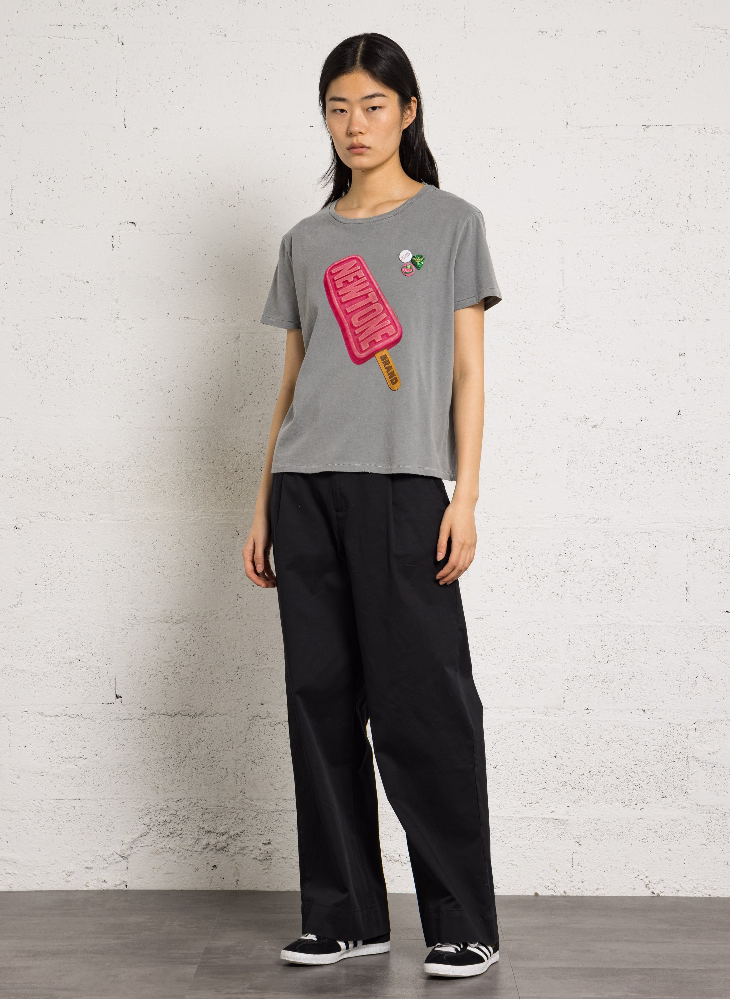 Tee-shirt col rond en coton NEWTONE Gris