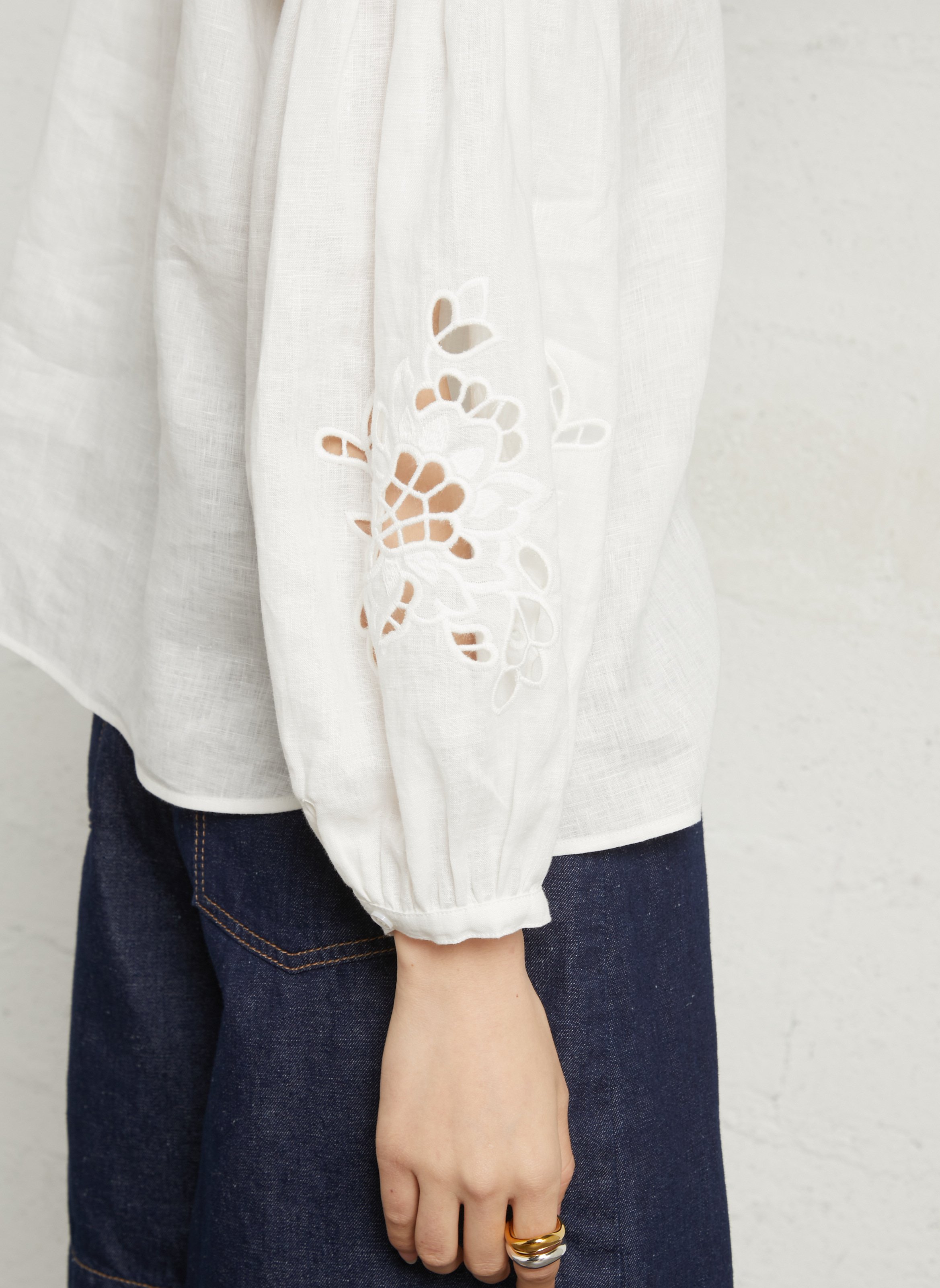 Oversized linnen blouse met ronde hals MAX MARA WEEK END Wit