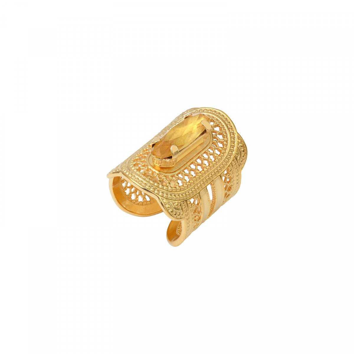 Adjustable medium ring in gold-plated finish SATELLITE PARIS Yellow