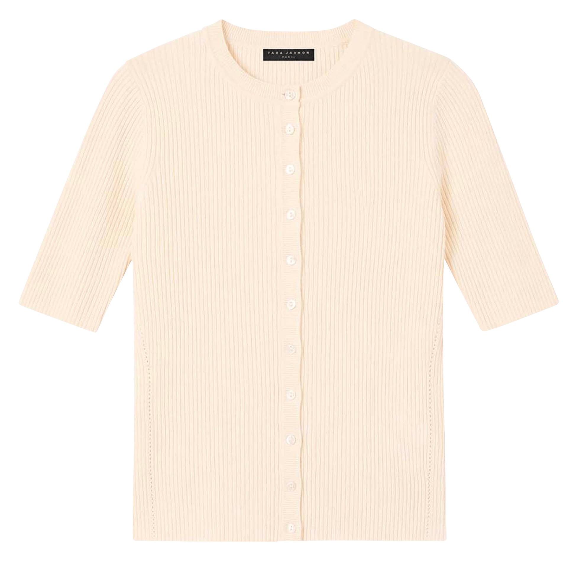 Gilet ajusté col rond en maille TARA JARMON Beige