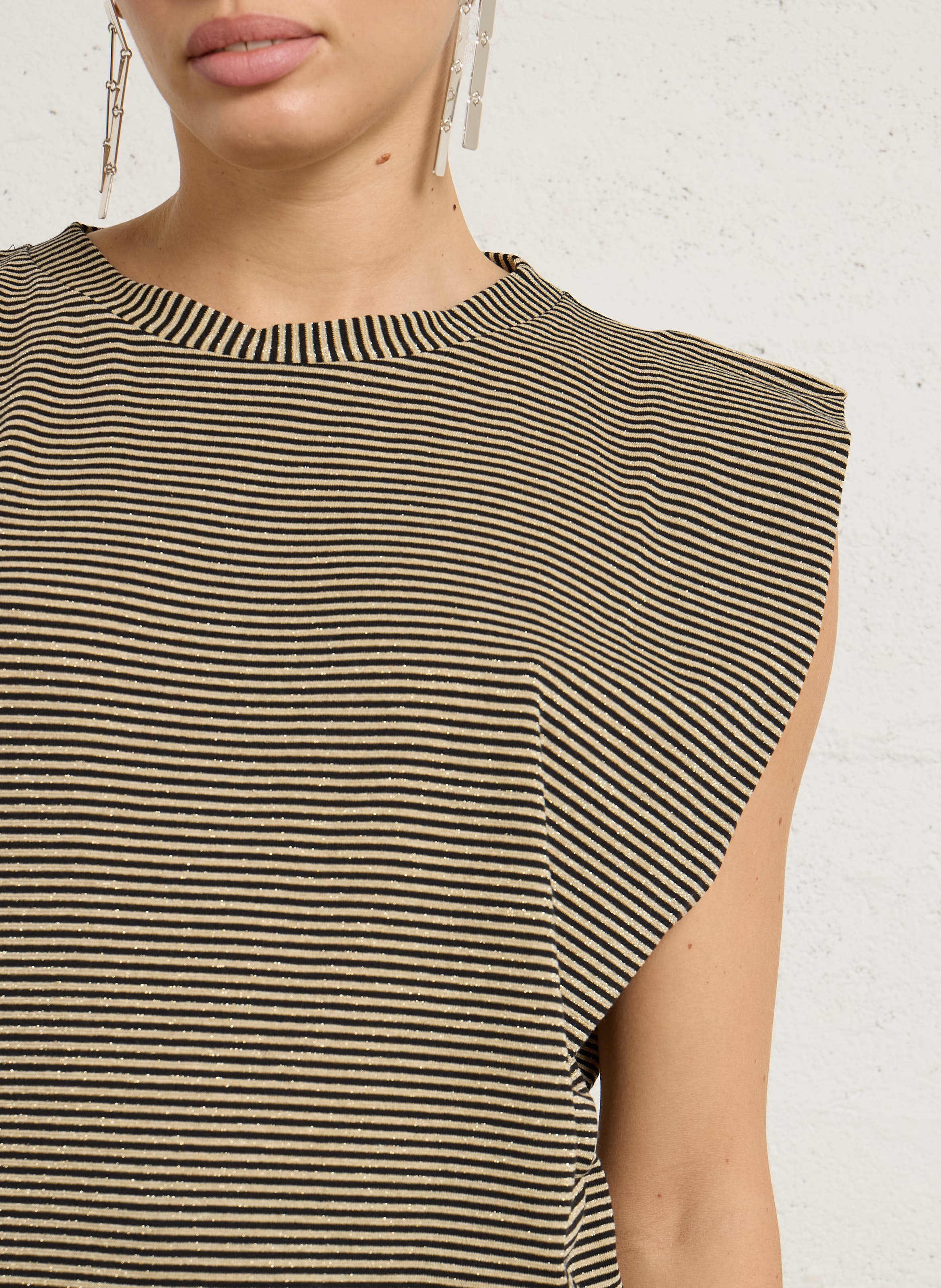 Oversized Striped Knit Top MOMONI Black