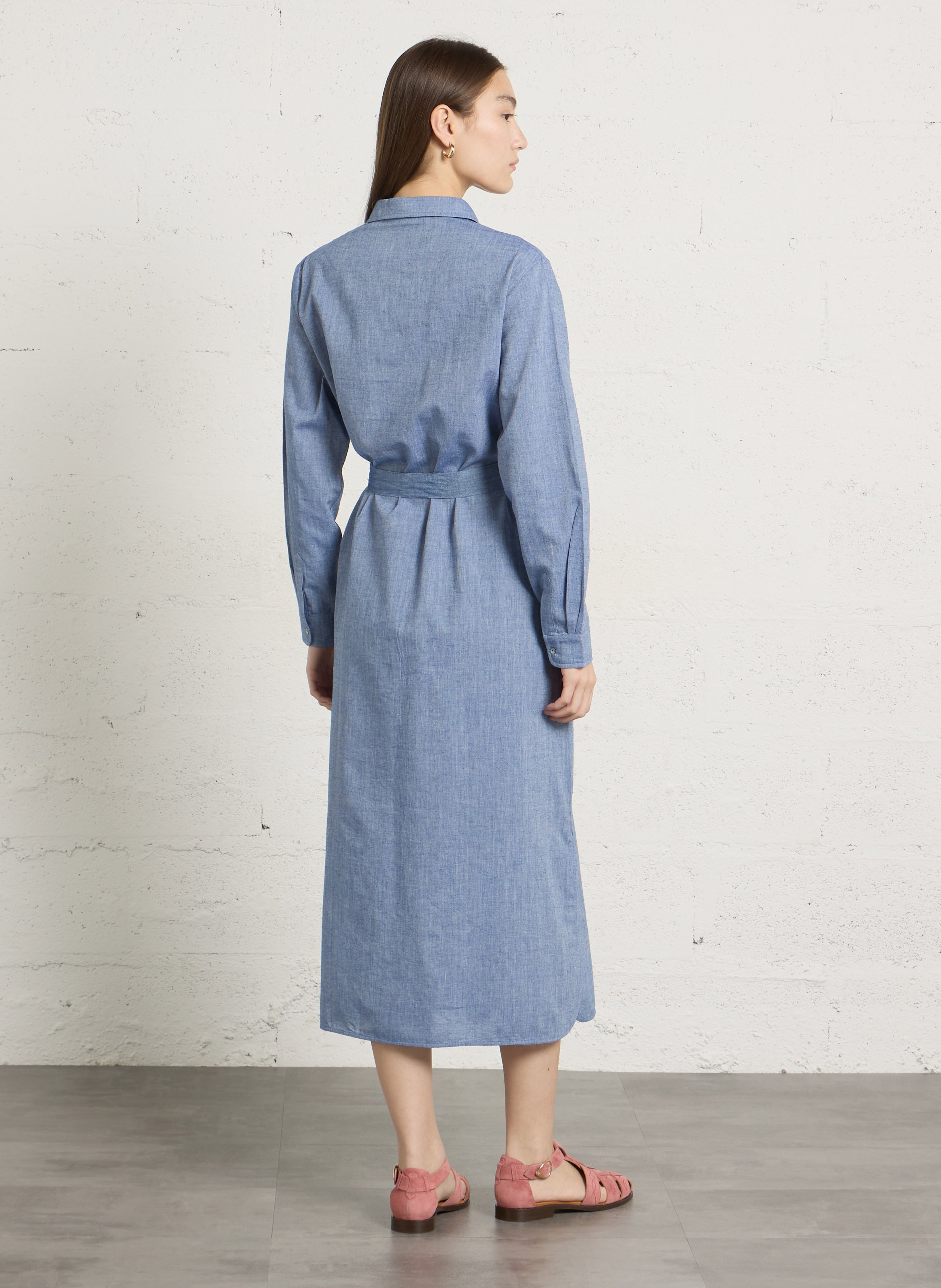Long belted shirt dress BELLA JONES Blue