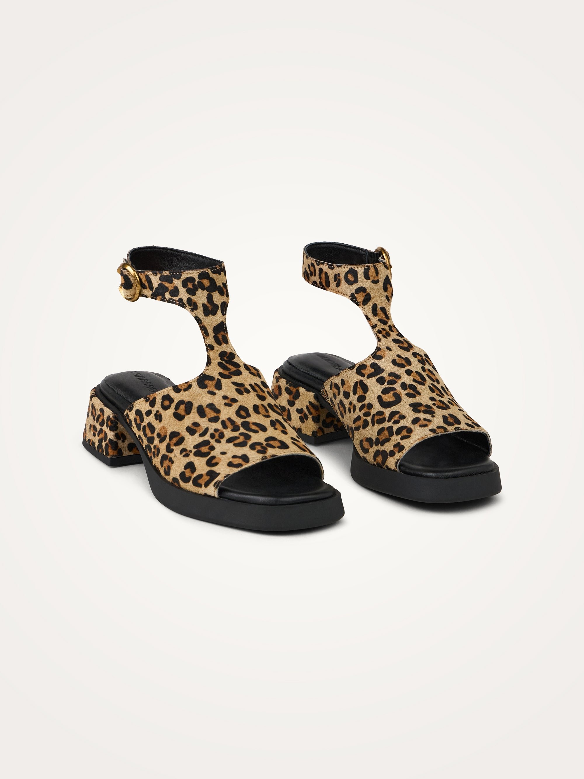 Camel suede sandals with heel and strap VANESSA WU Multicolored