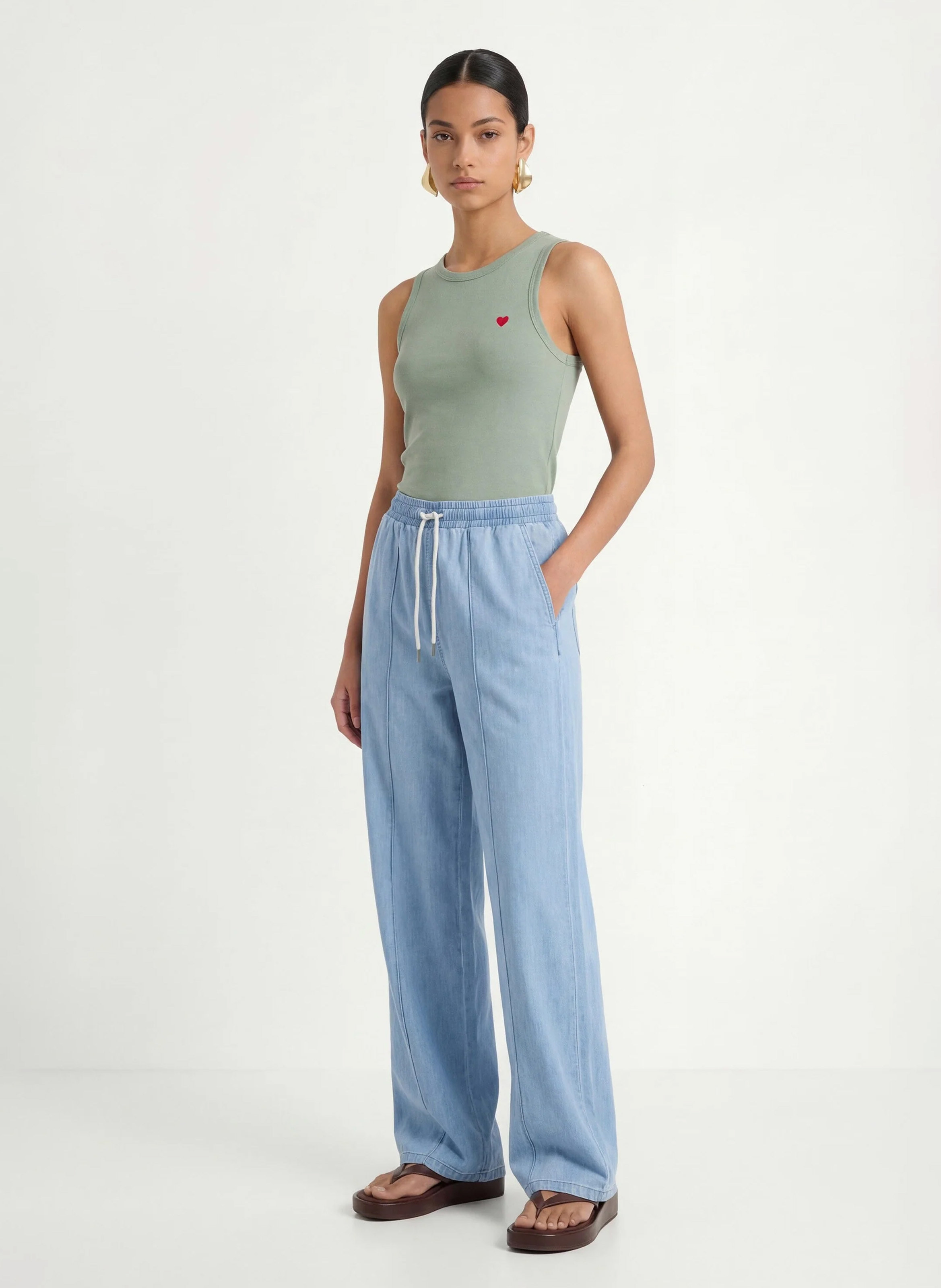 Pantalon droit en coton KOOKAI Bleu