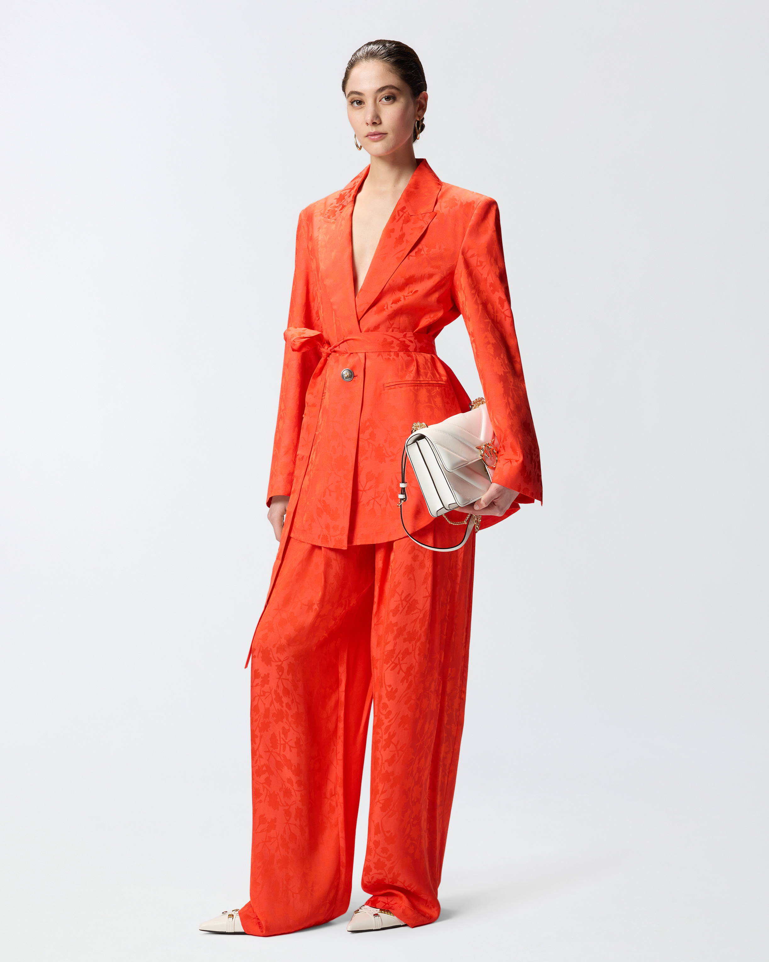 Veste kimono en jacquard fleuri PINKO Orange