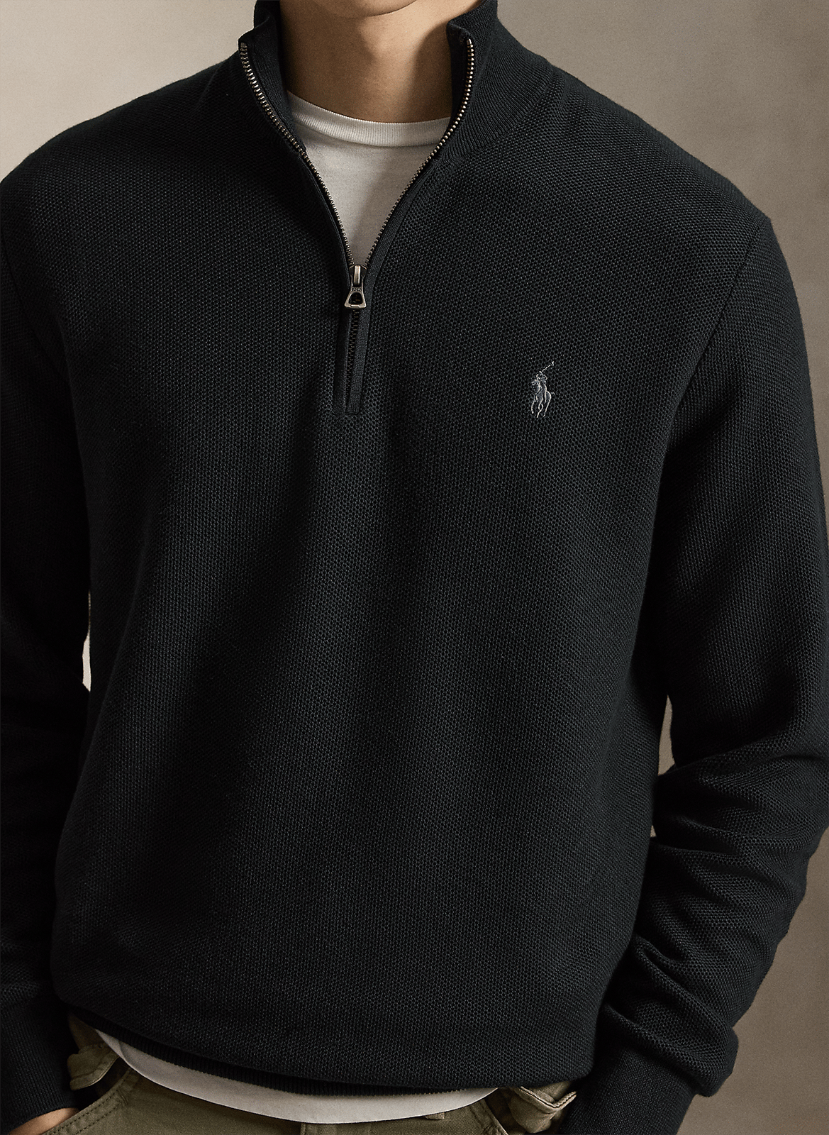 High-neck straight-cut cotton sweater POLO RALPH LAUREN Black