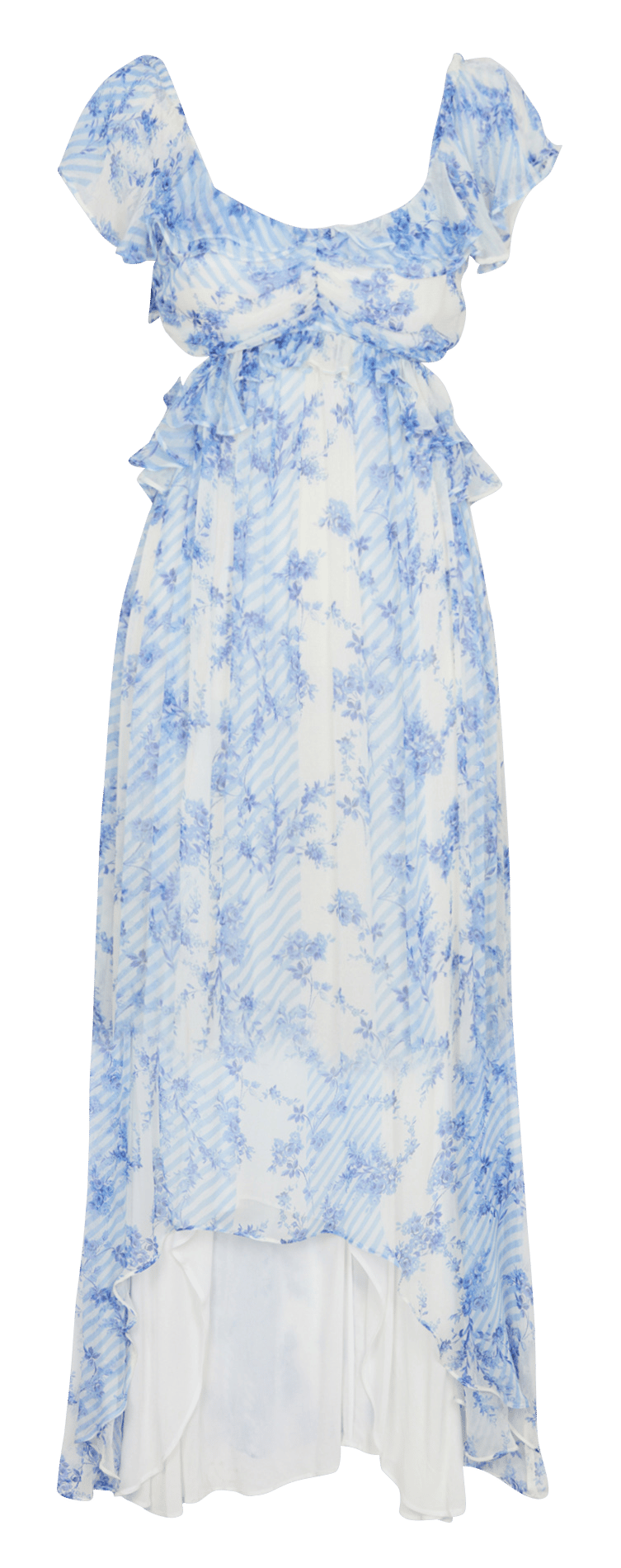 Bedrucktes Maxikleid aus 100% Viskose BERENICE Blau