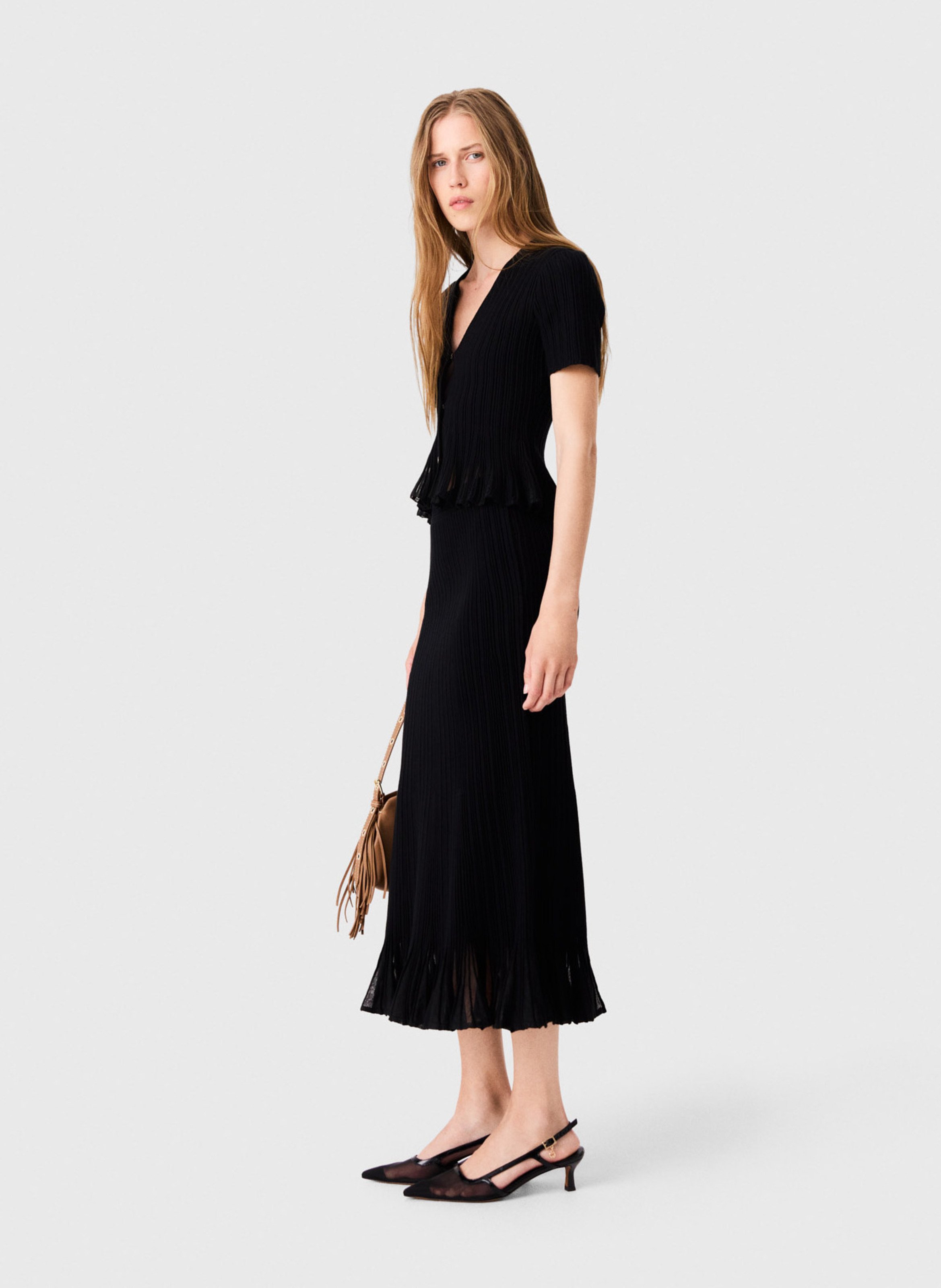 Long flared skirt MAJE Black