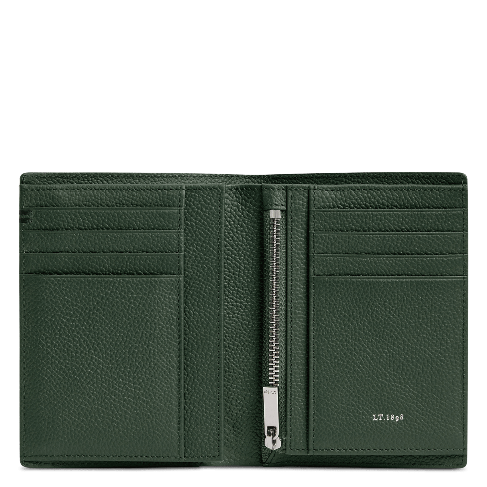 Vertical cowhide leather wallet LE TANNEUR Green