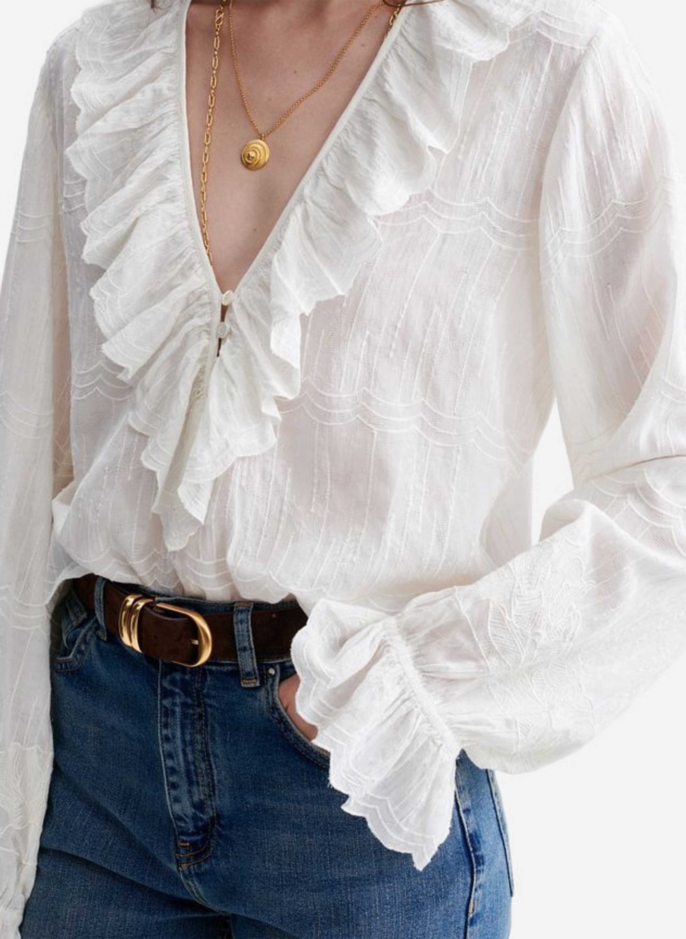 Blouse met V-hals VANESSA BRUNO Wit