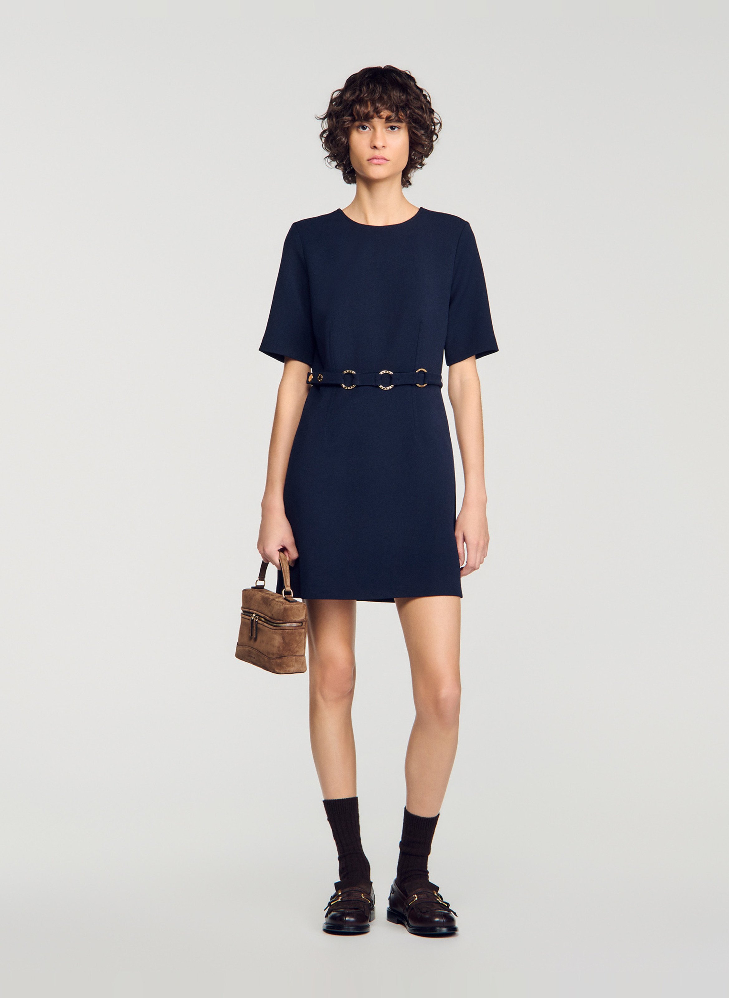 Korte, gerende jurk SANDRO Blauw