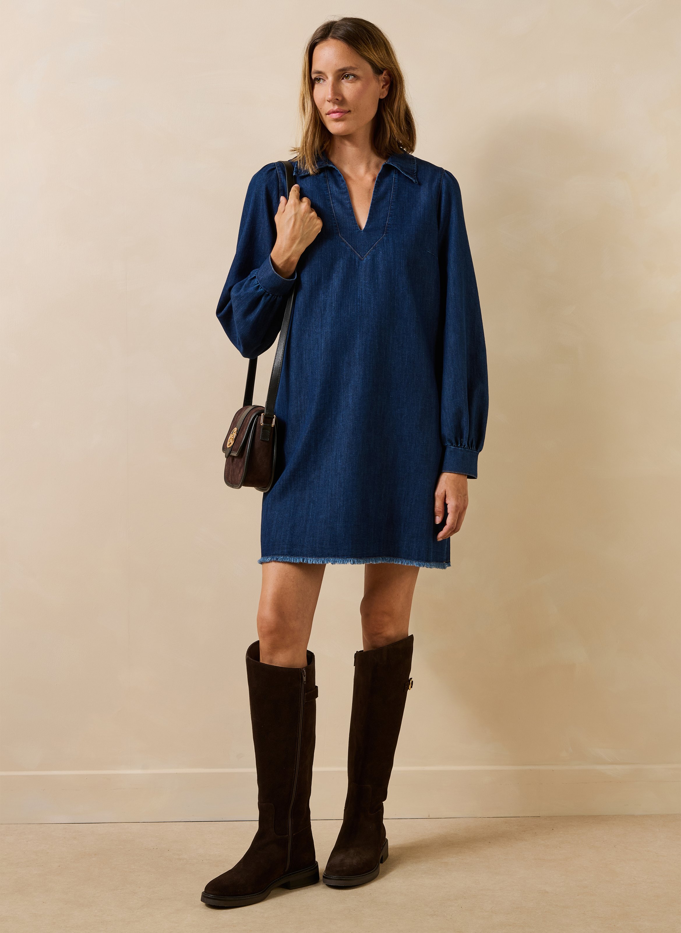 Cotton-blend T-shirt dress LA FEE MARABOUTEE Blue