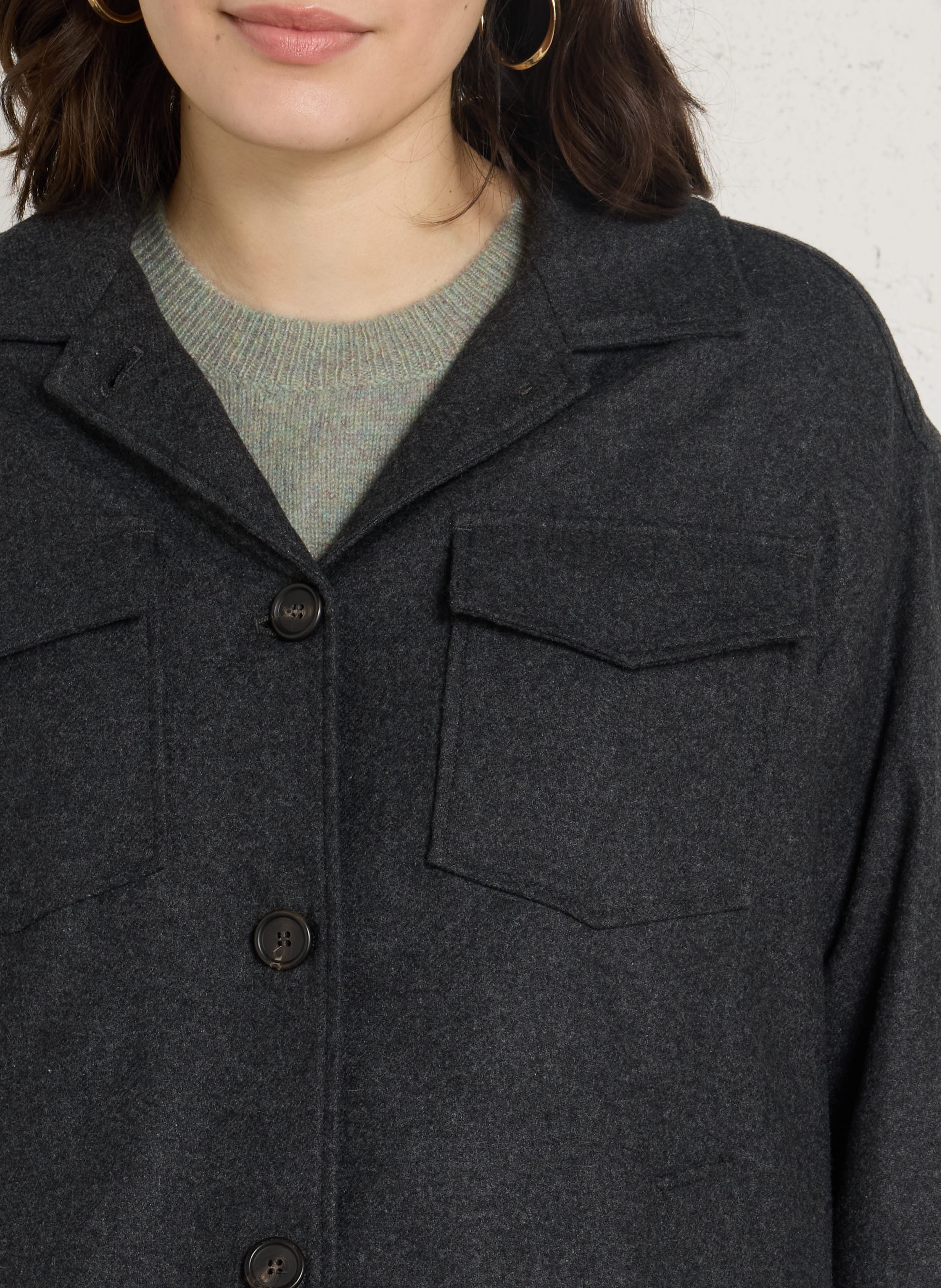Chemise droite boutonnée unie HARTFORD Gris