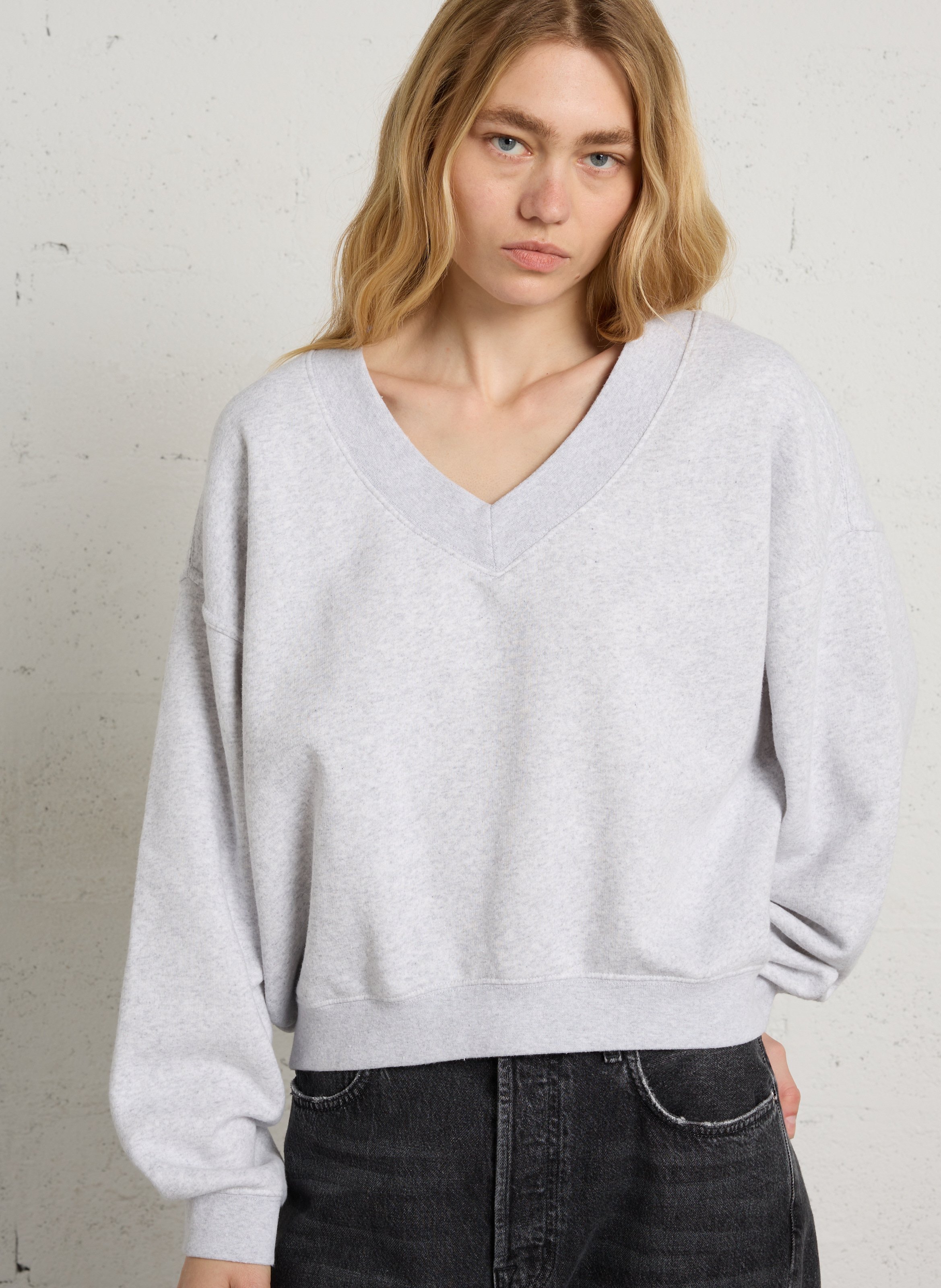 Wijde sweater met V-hals AMERICAN VINTAGE Grijs