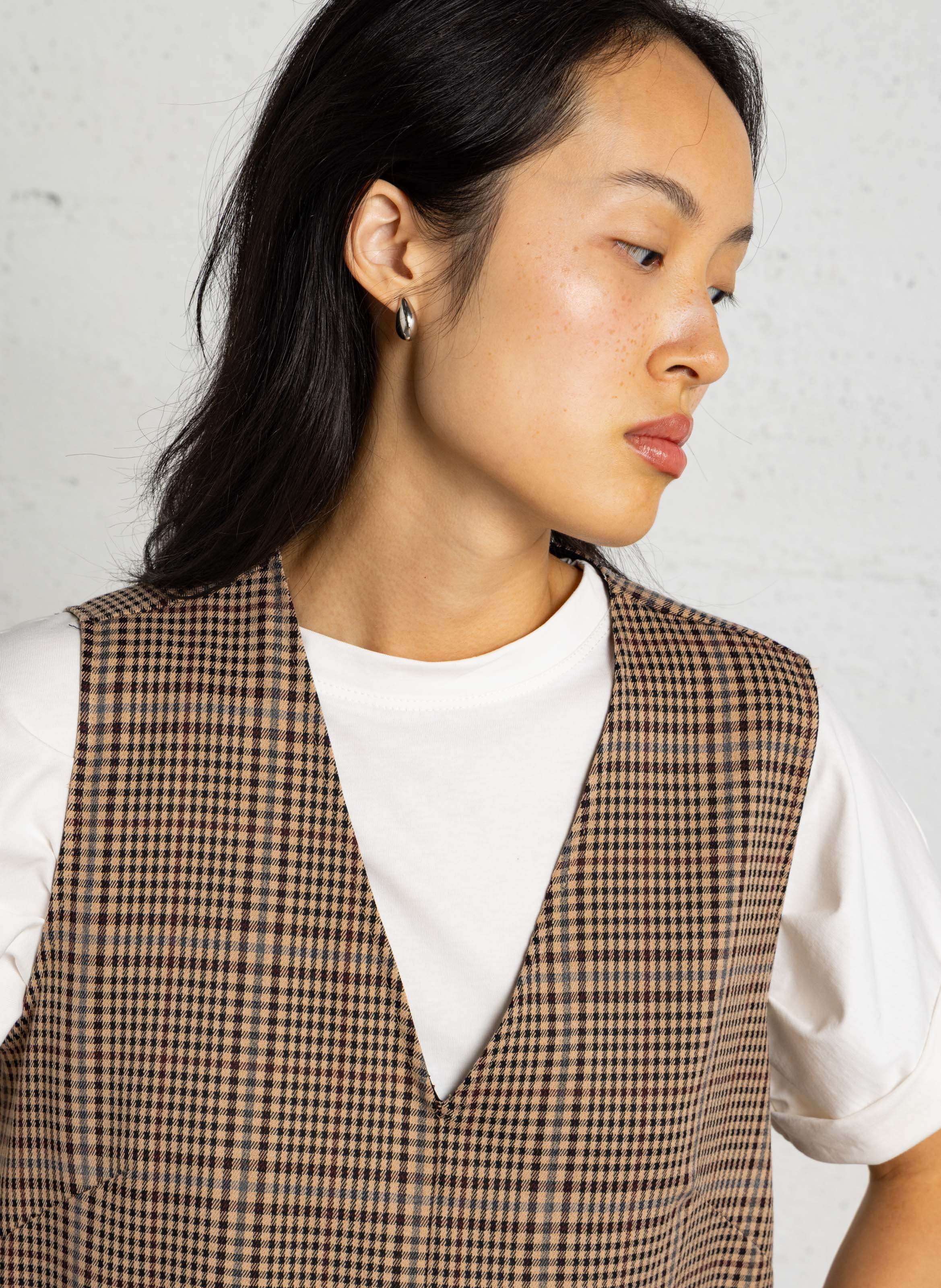Short checked dress PLEASE Brown