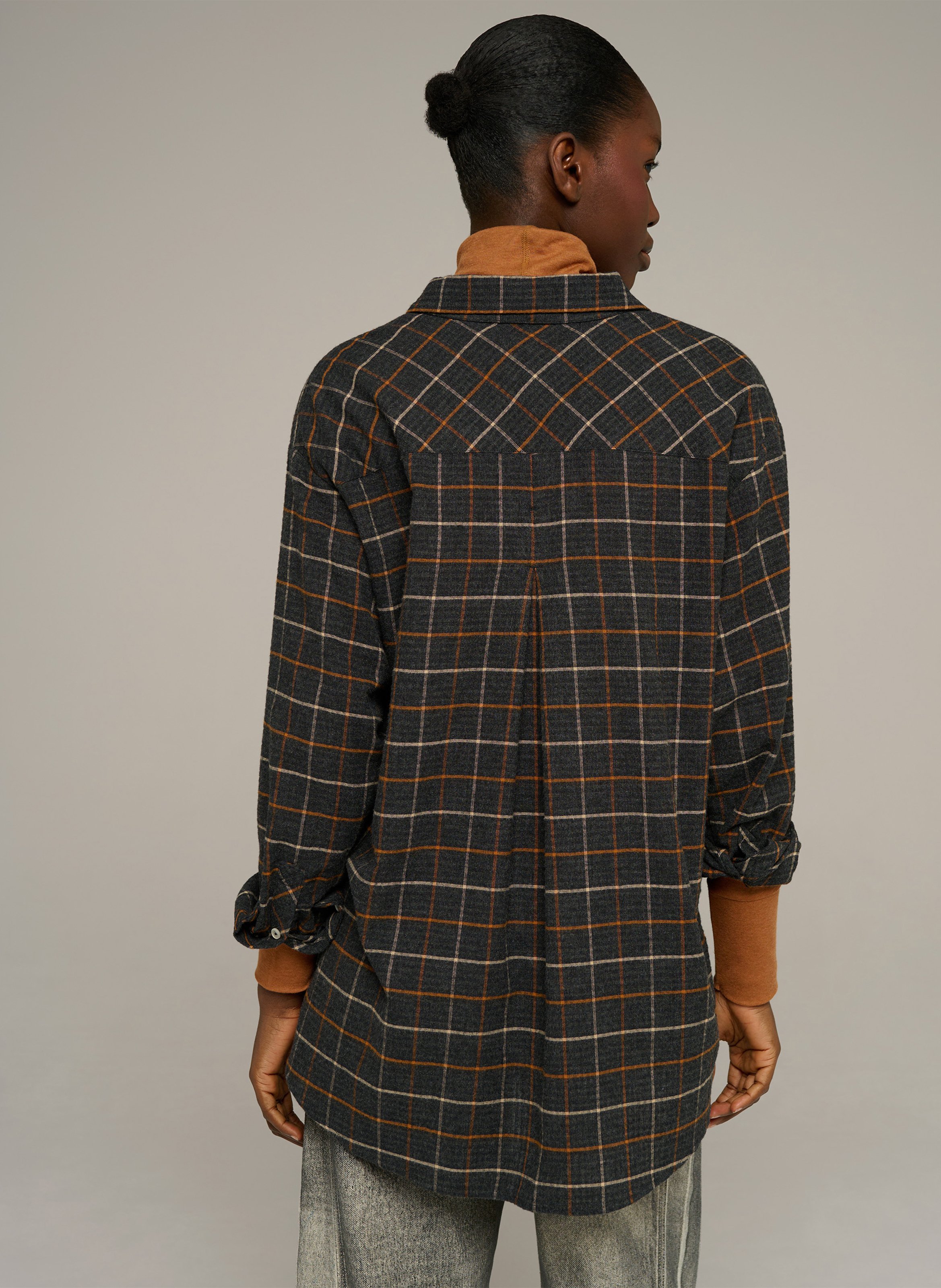 Loose-fit checked overshirt with a classic collar COTELAC ACOTE Grey