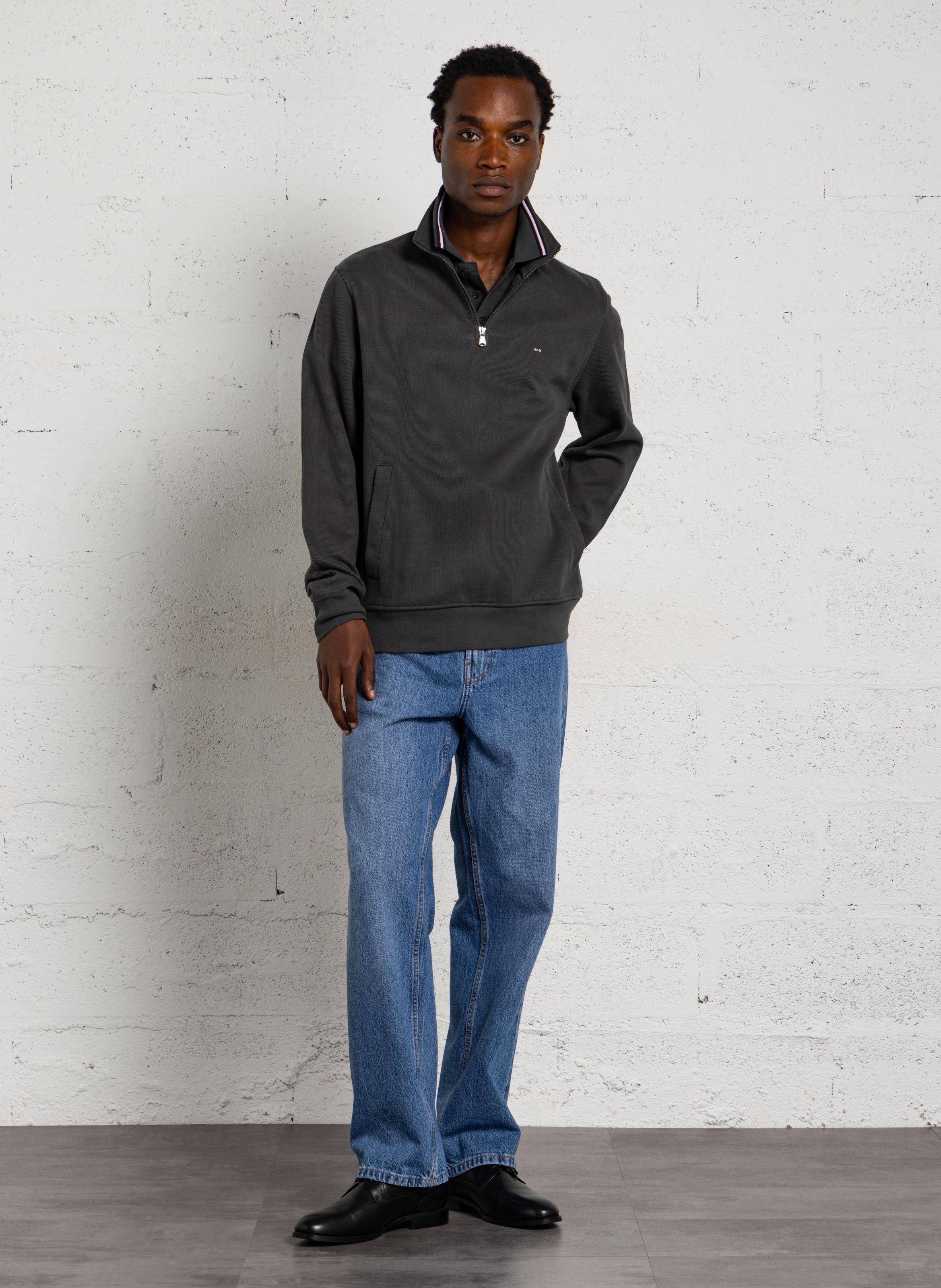 Straight sweatshirt with trucker collar EDEN PARK Khaki