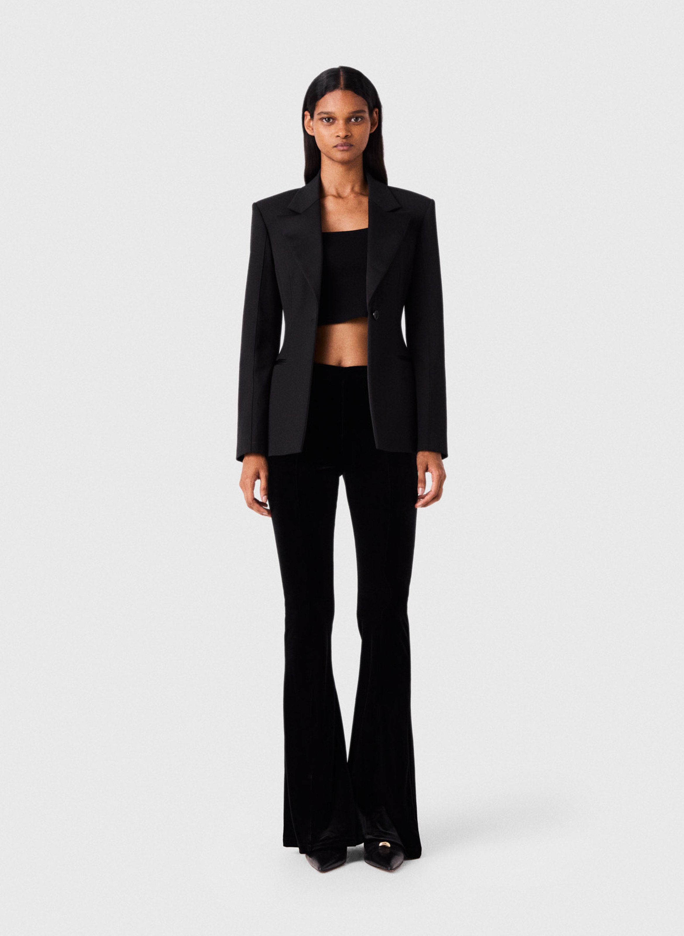 Pantalon flare en velours MAJE Noir