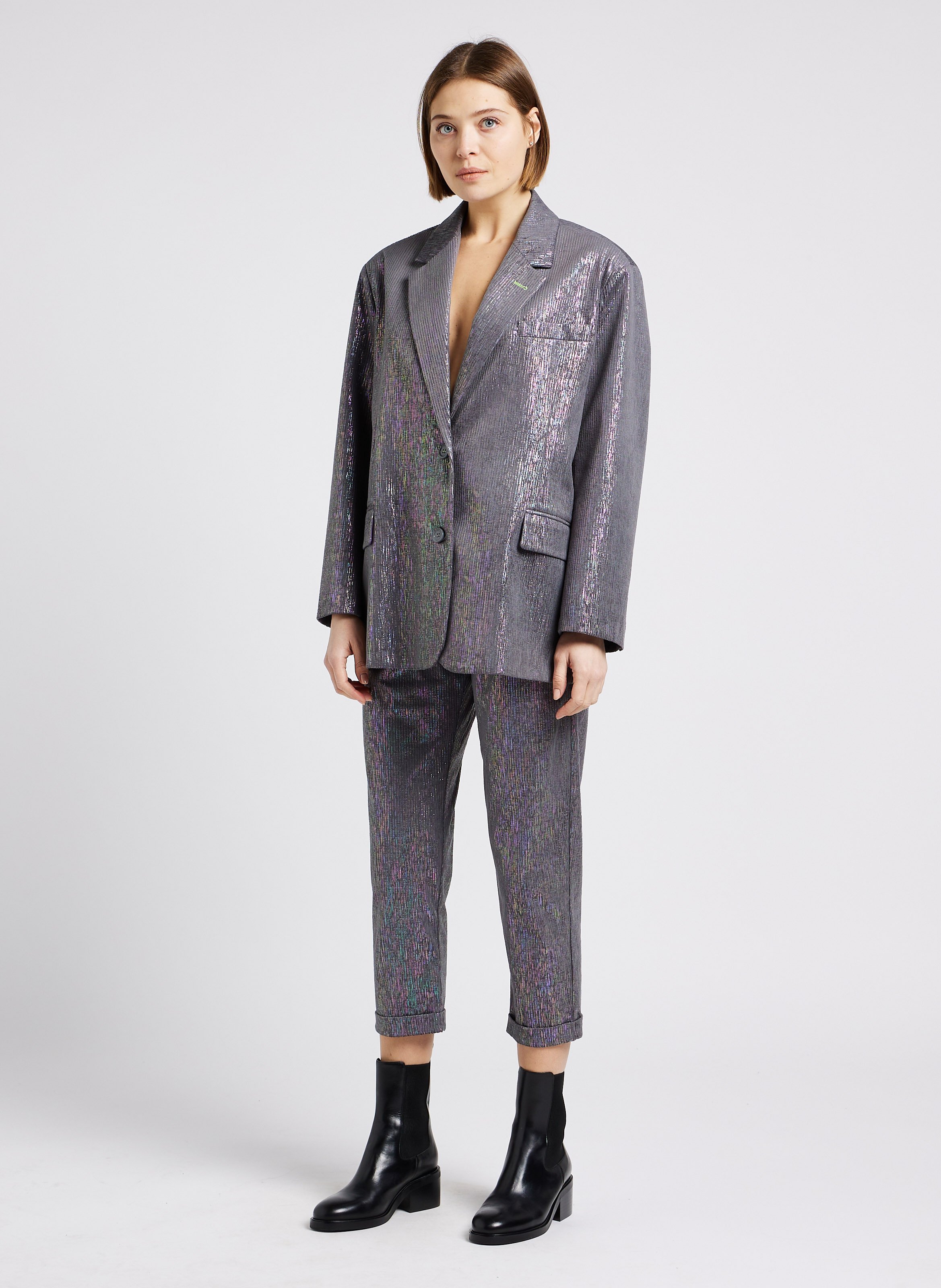 Corduroy chinos with multicolored lurex thread IMPERIAL Grey