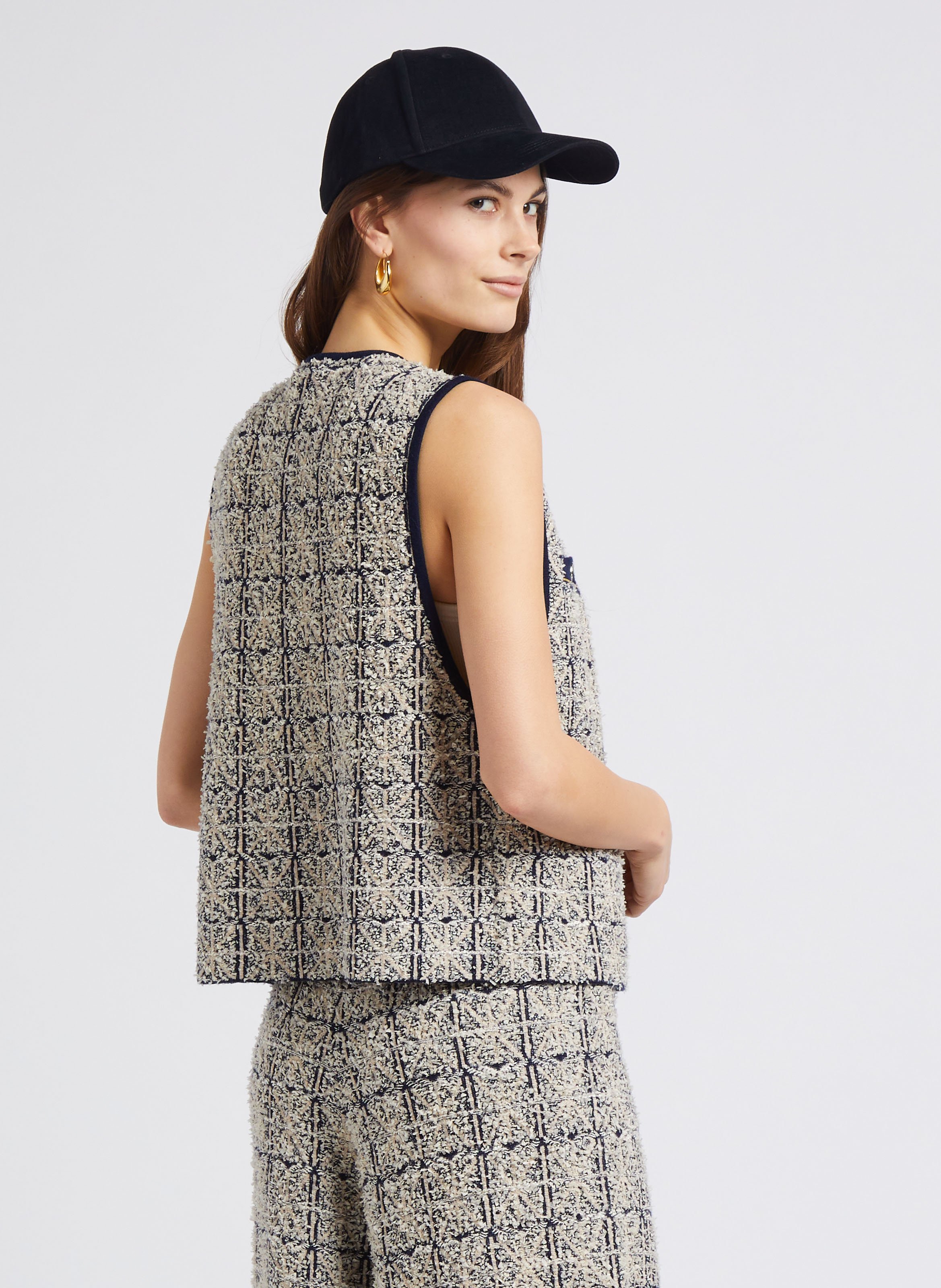 Gilet droit en laine mélangée MES DEMOISELLES Noir