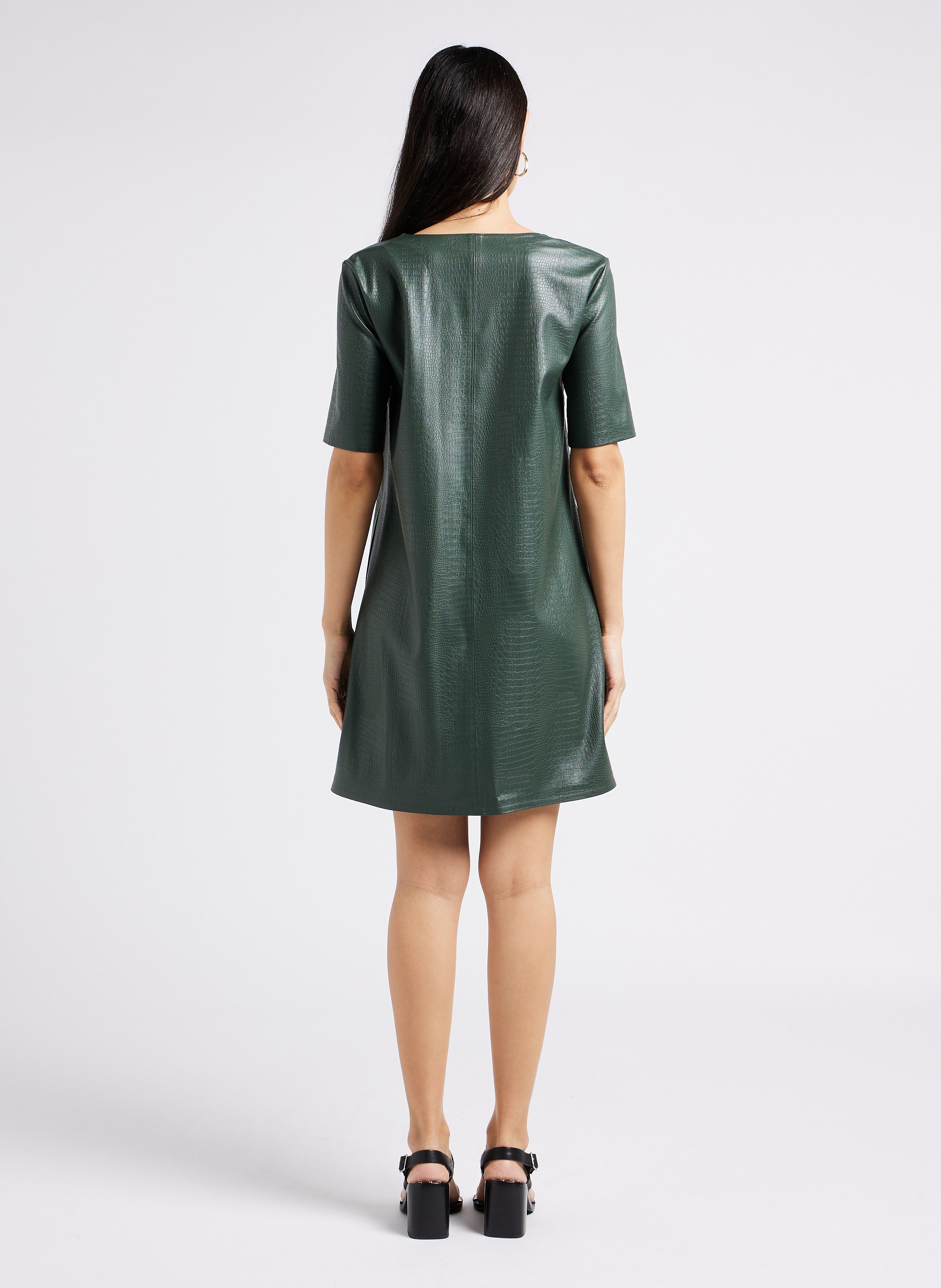 Crocodile-effect short straight dress MAX MARA LEISURE Green