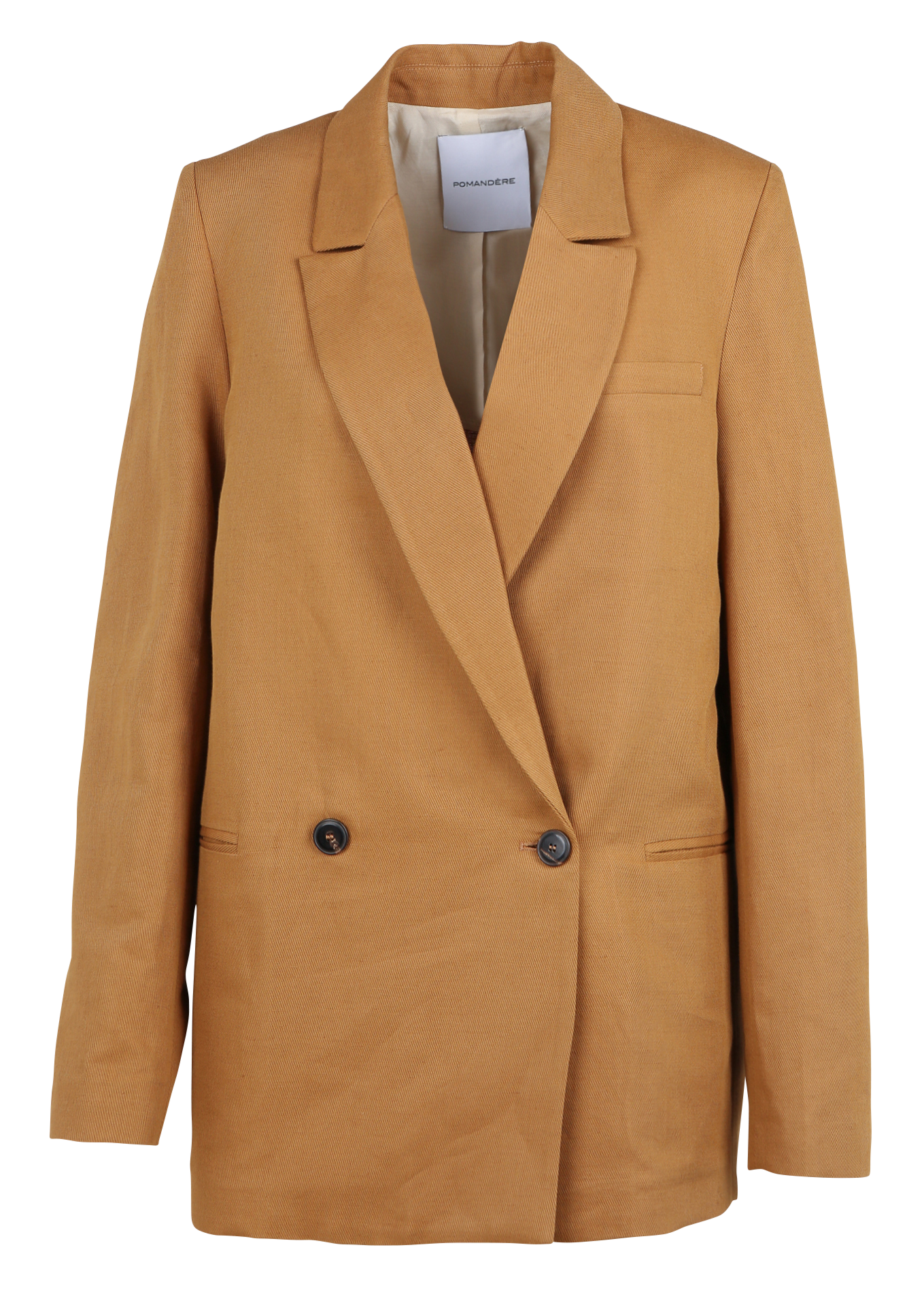 Recht jasje met reverskraag - linnen/katoenblend POMANDERE Bruin
