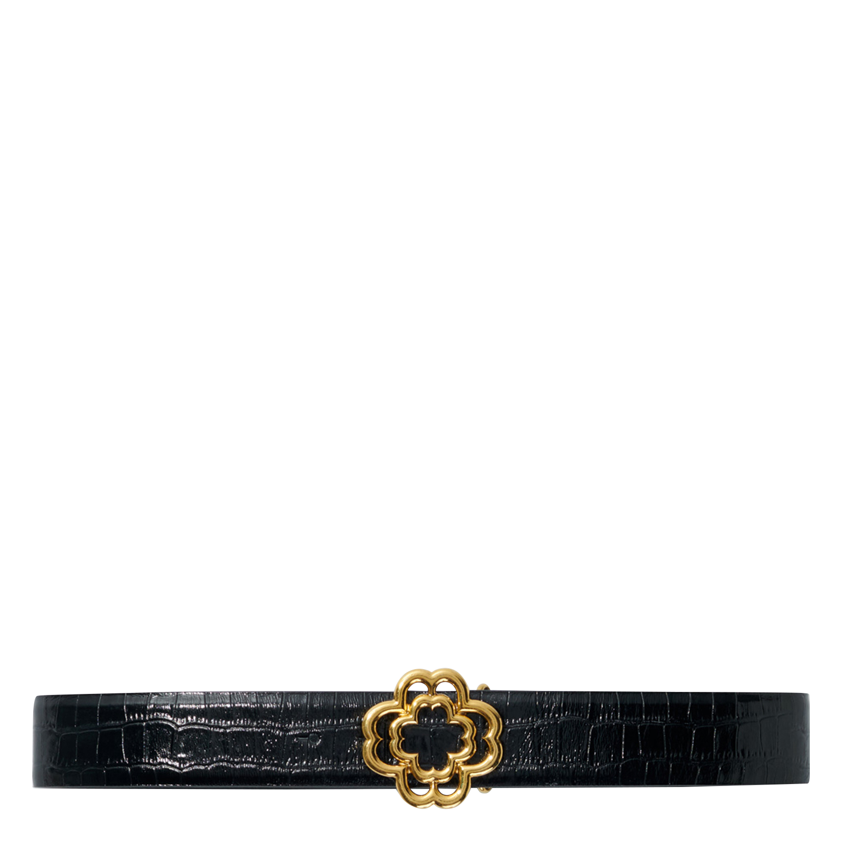 Ceinture en cuir embossé croco MAJE Noir
