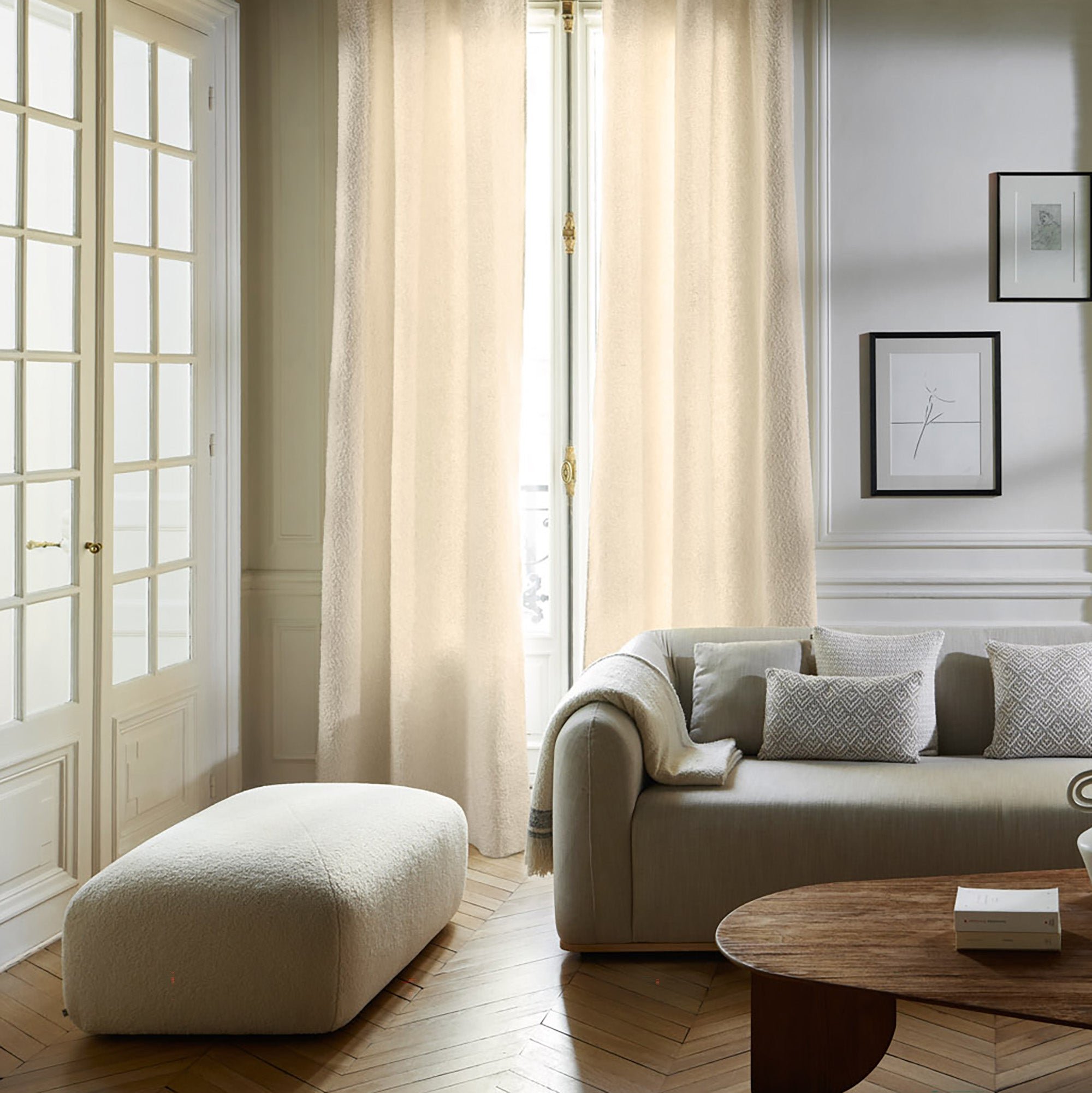 Pleated ribbon curtain LEONARD Beige doux