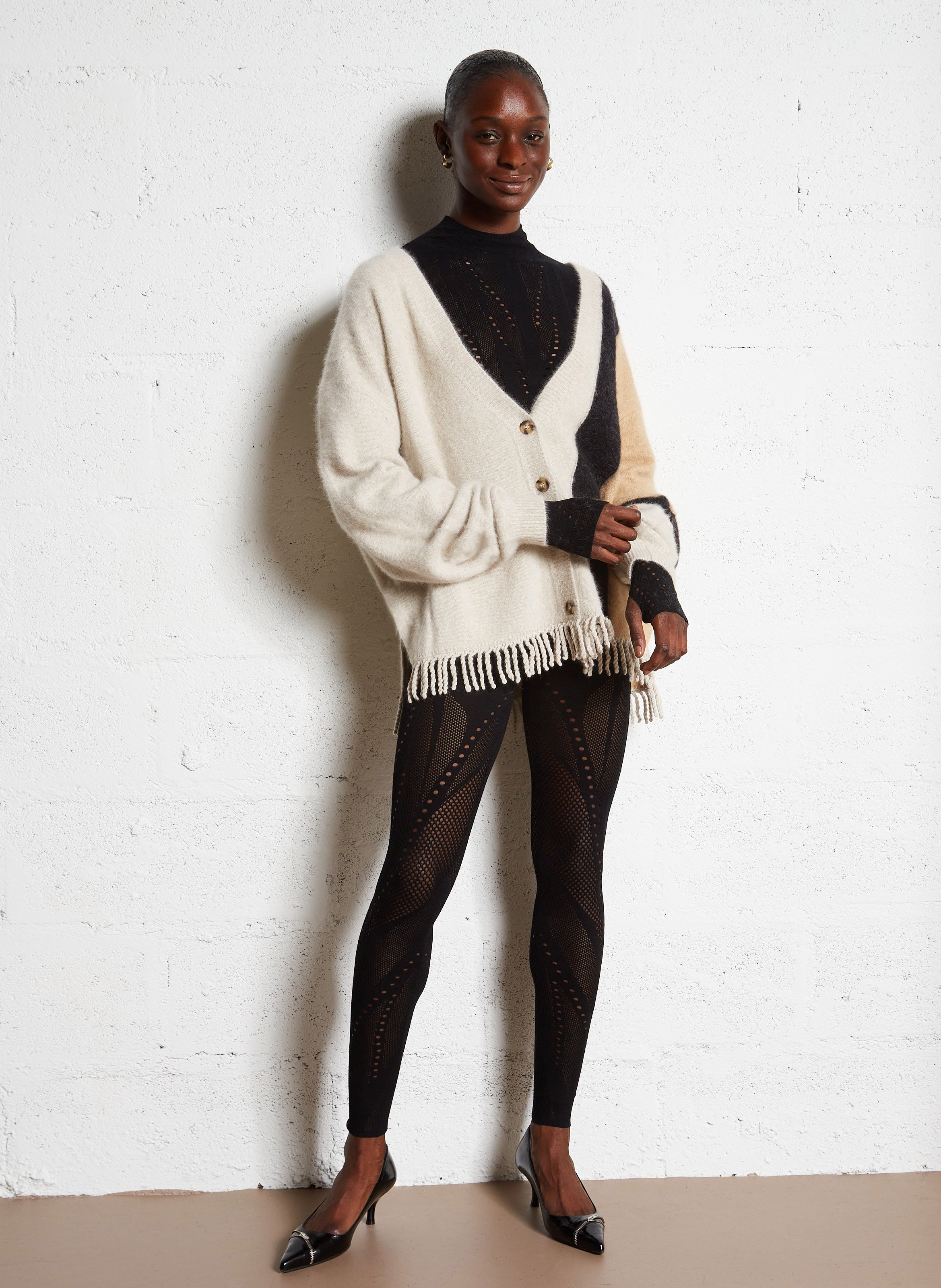 Open-work knit leggings MES DEMOISELLES Black