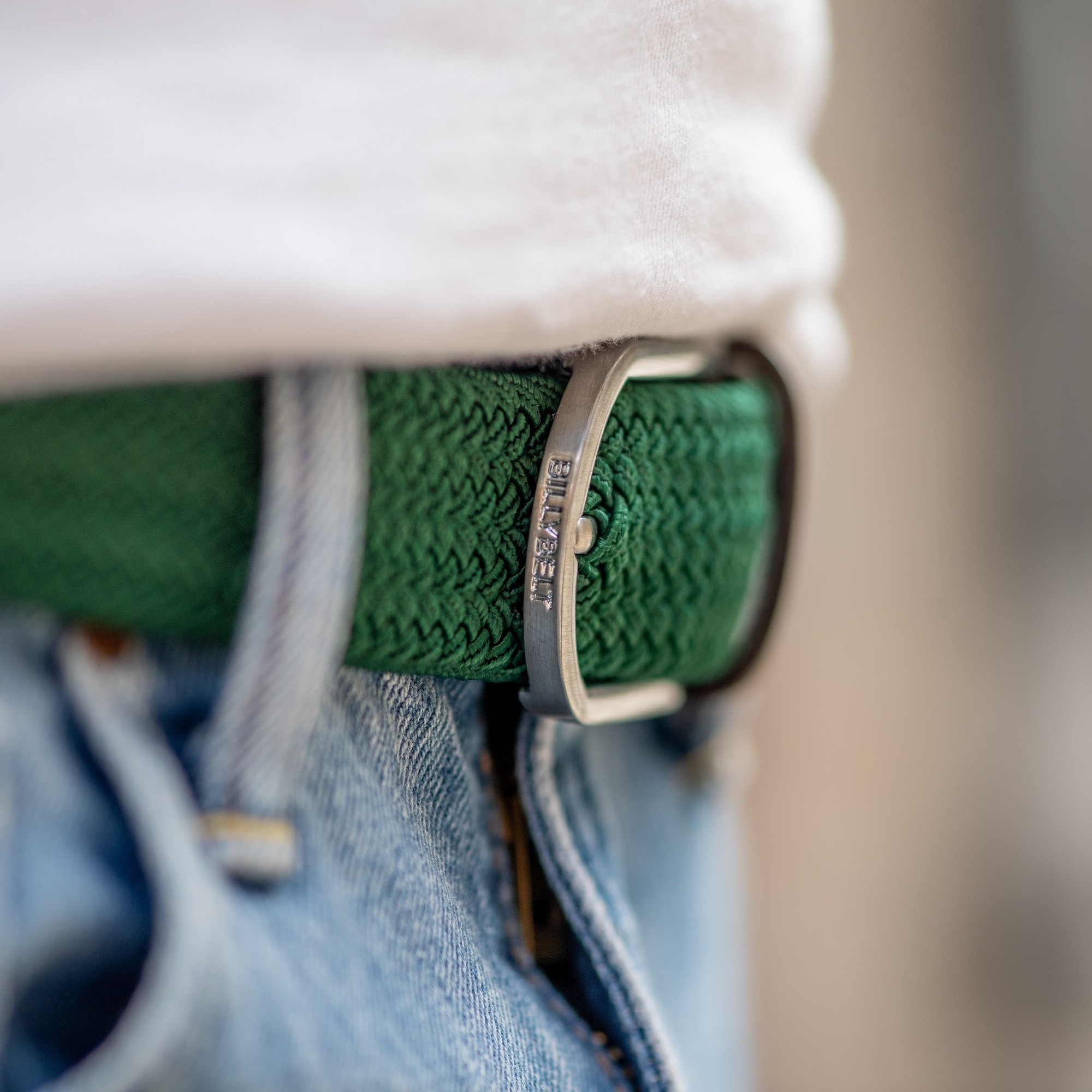 Solid Elastic Braided Belt BILLYBELT Green