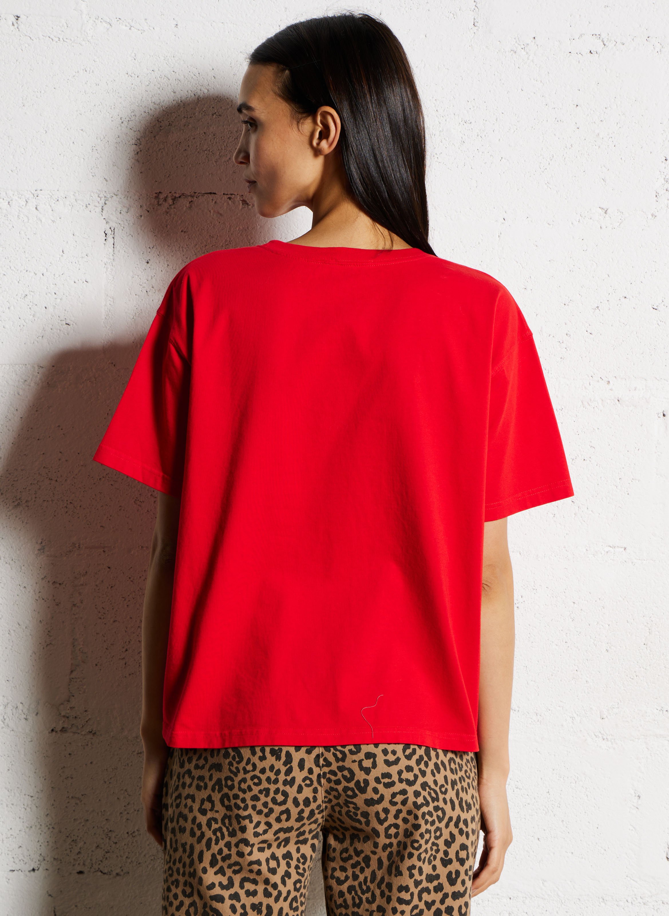 Tee-shirt ample col rond en coton  AMERICAN VINTAGE Rouge