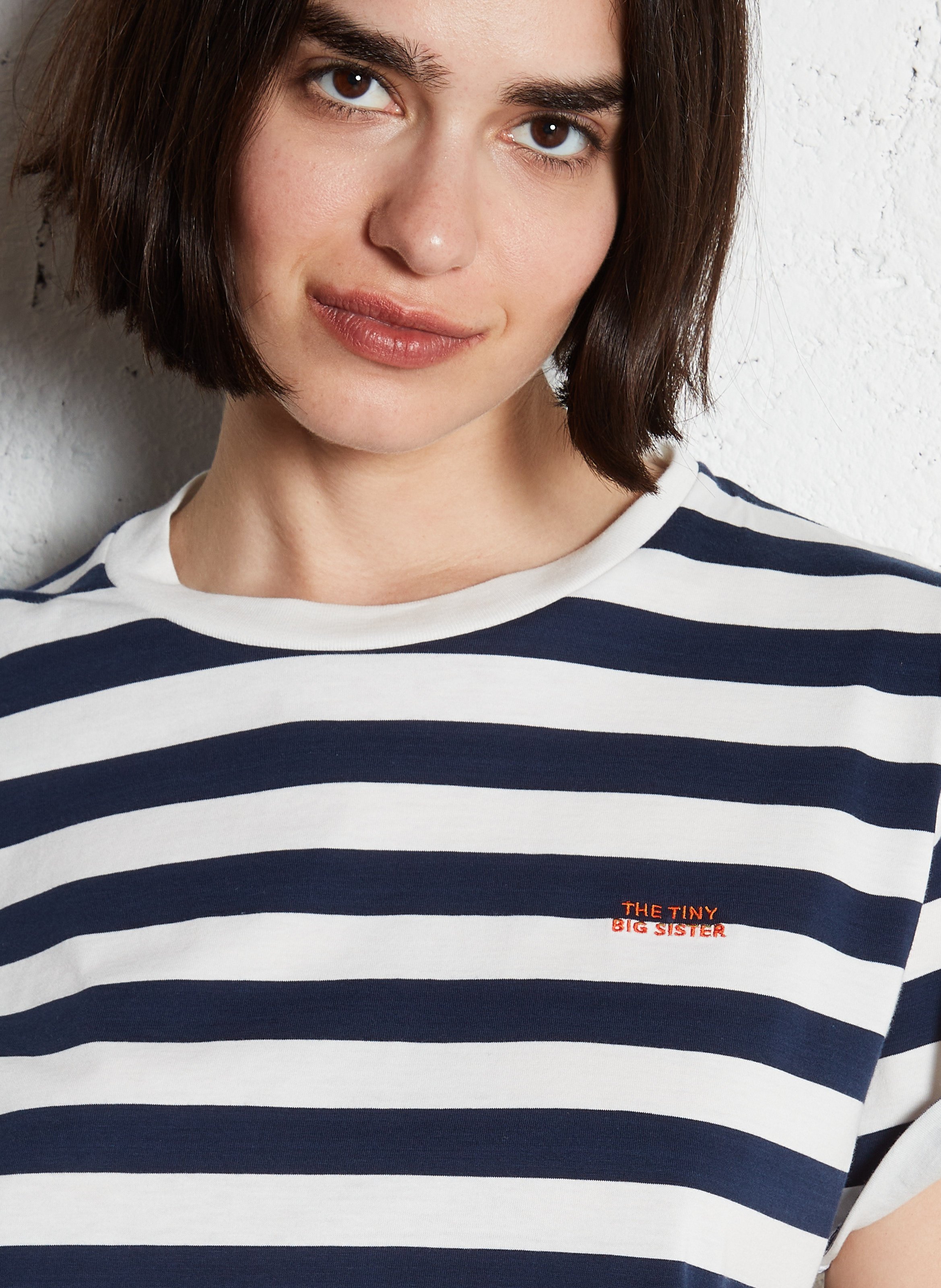 Tee-shirt oversize en coton rayé THE TINY BIG SISTER Bleu