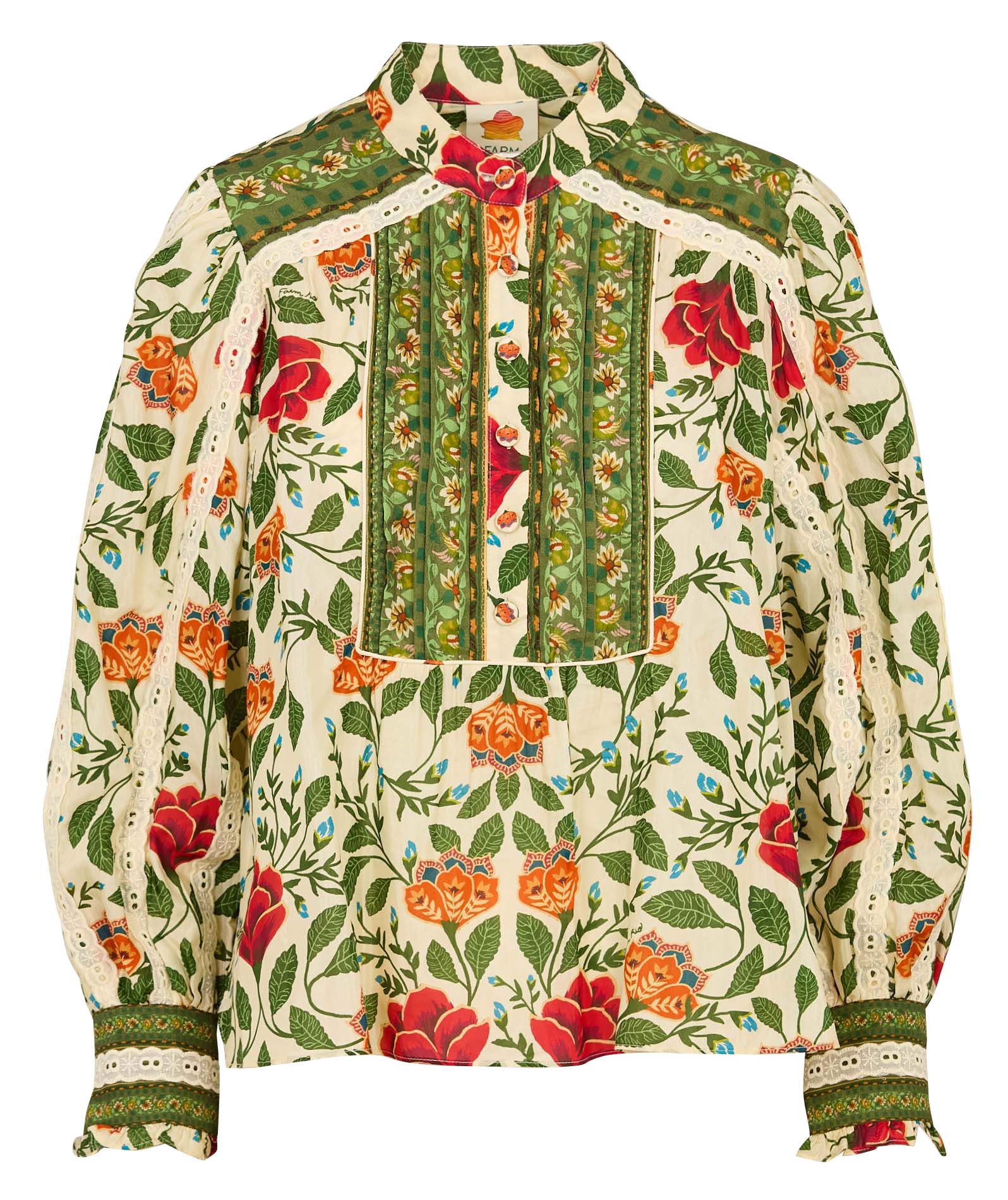 Top met geborduurde print FARM RIO Groen