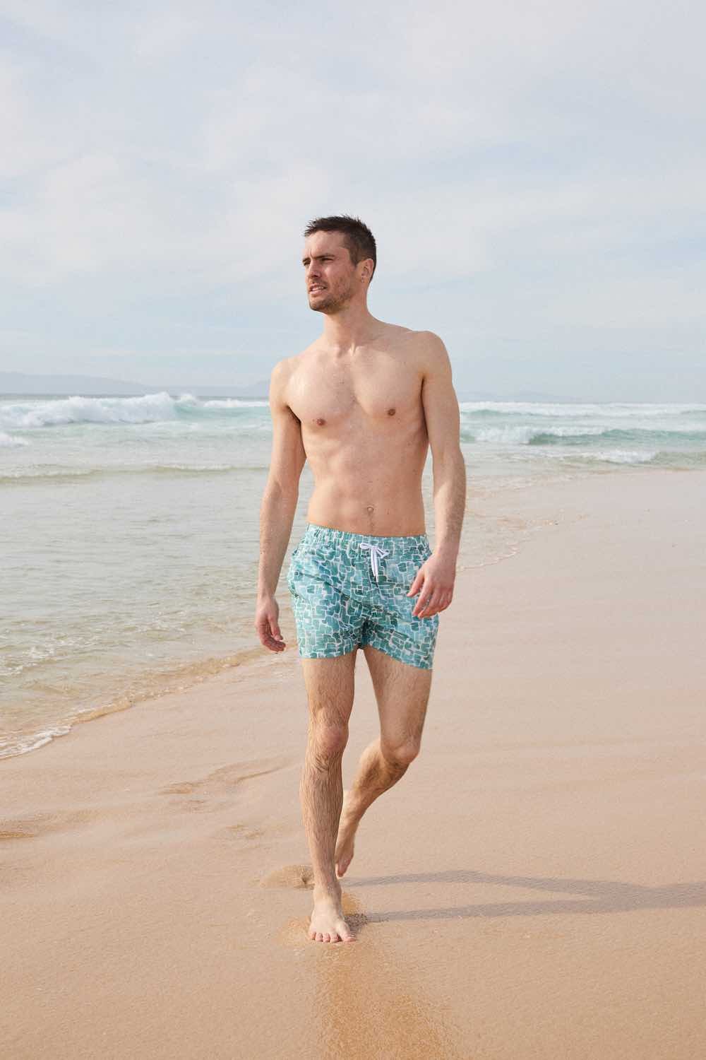 Printed swim shorts with elasticated waistband APNEE Green