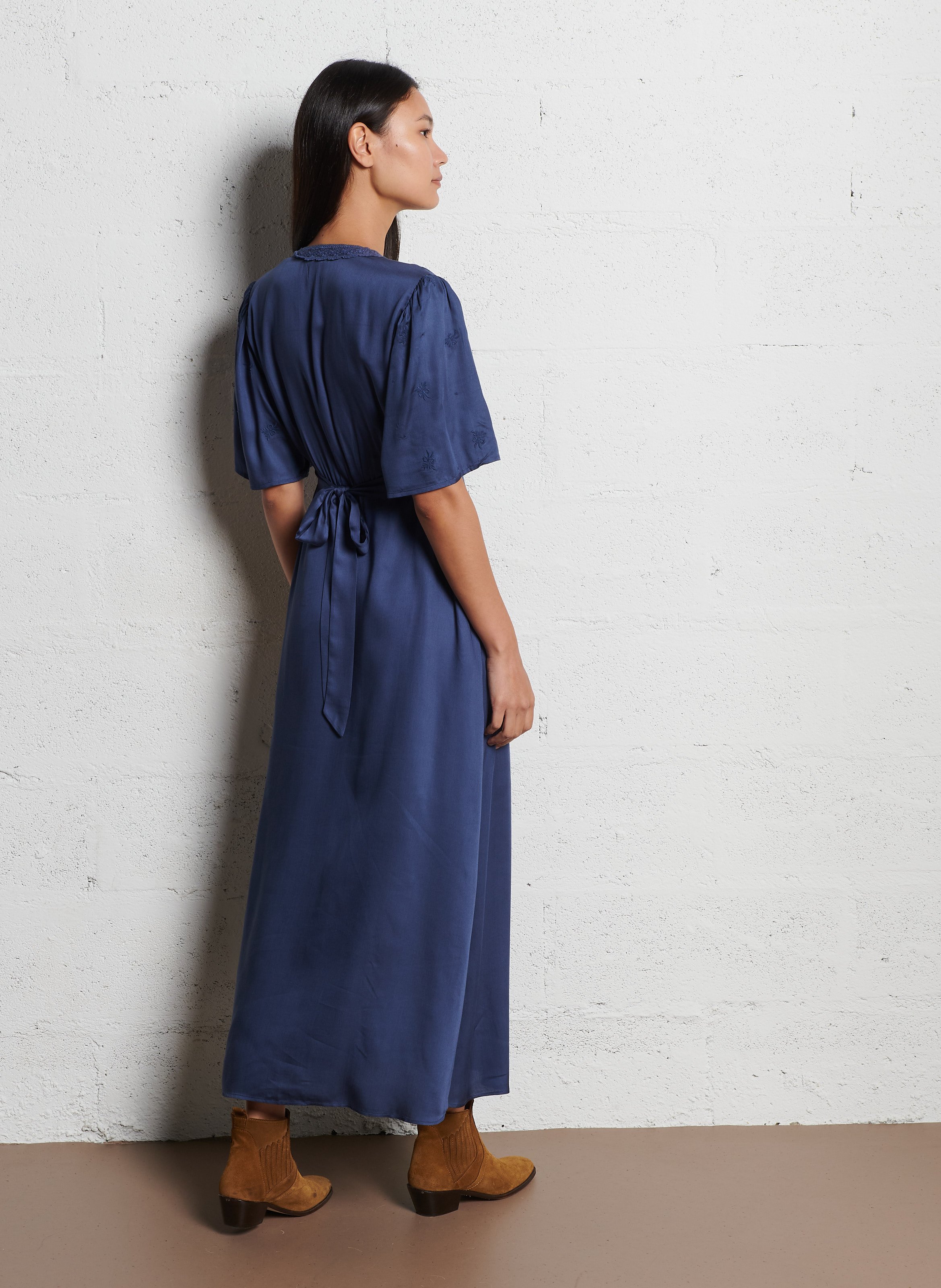 Robe midi col V LOUISE MISHA Blue