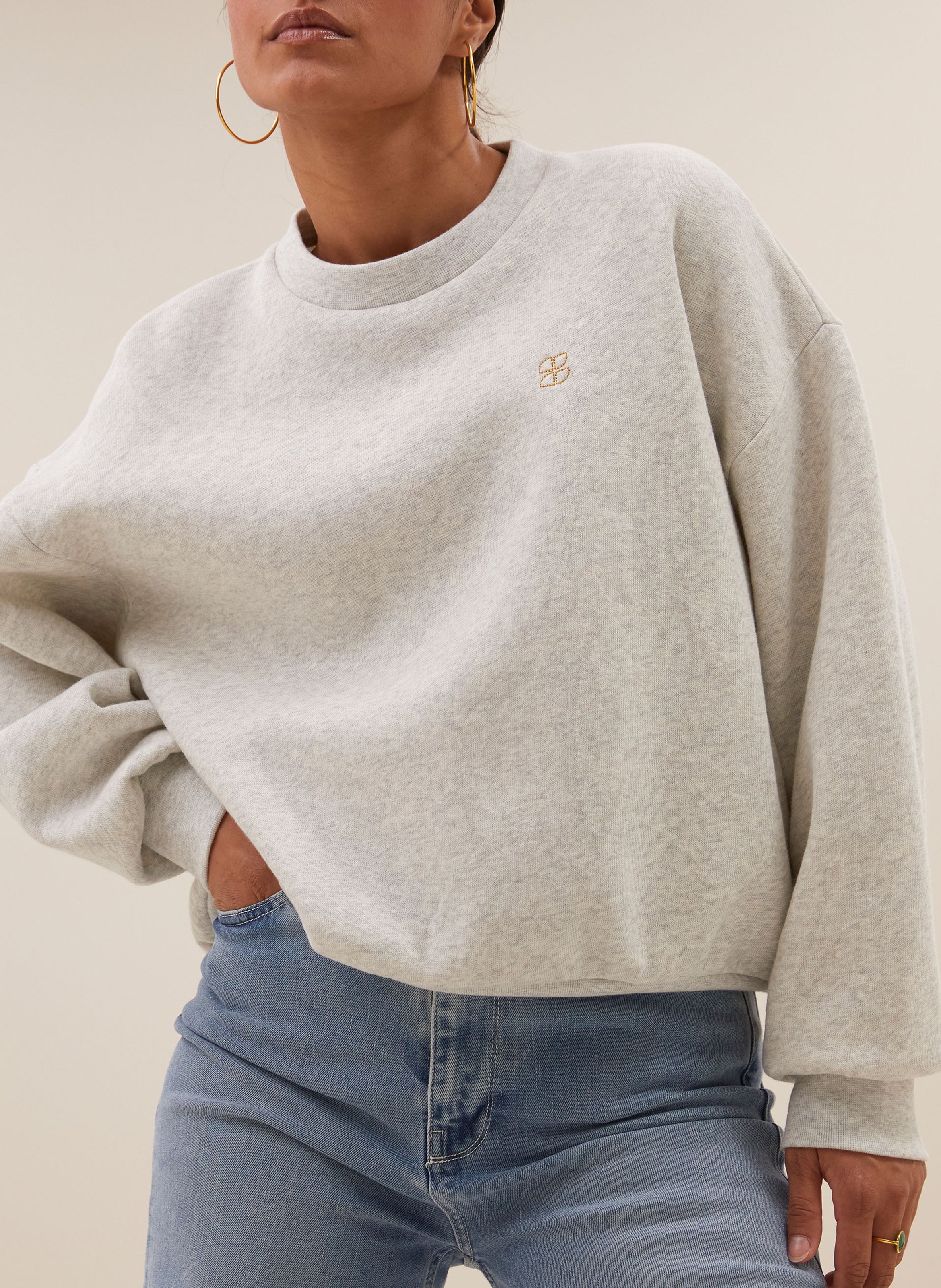 Rechte sweater van biologisch katoen BY BAR Grijs