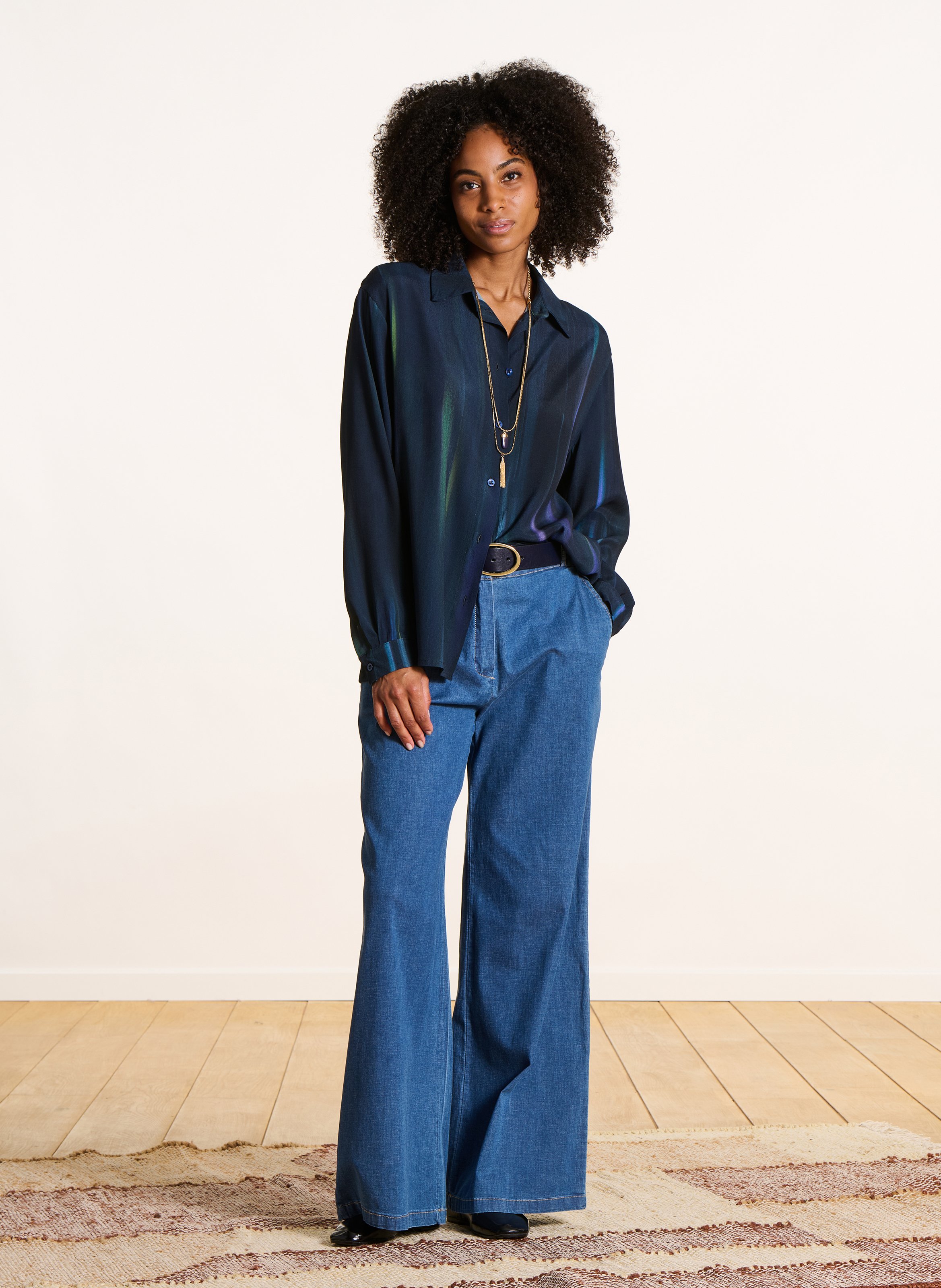 Chemise oversize imprimée LA FEE MARABOUTEE Bleu