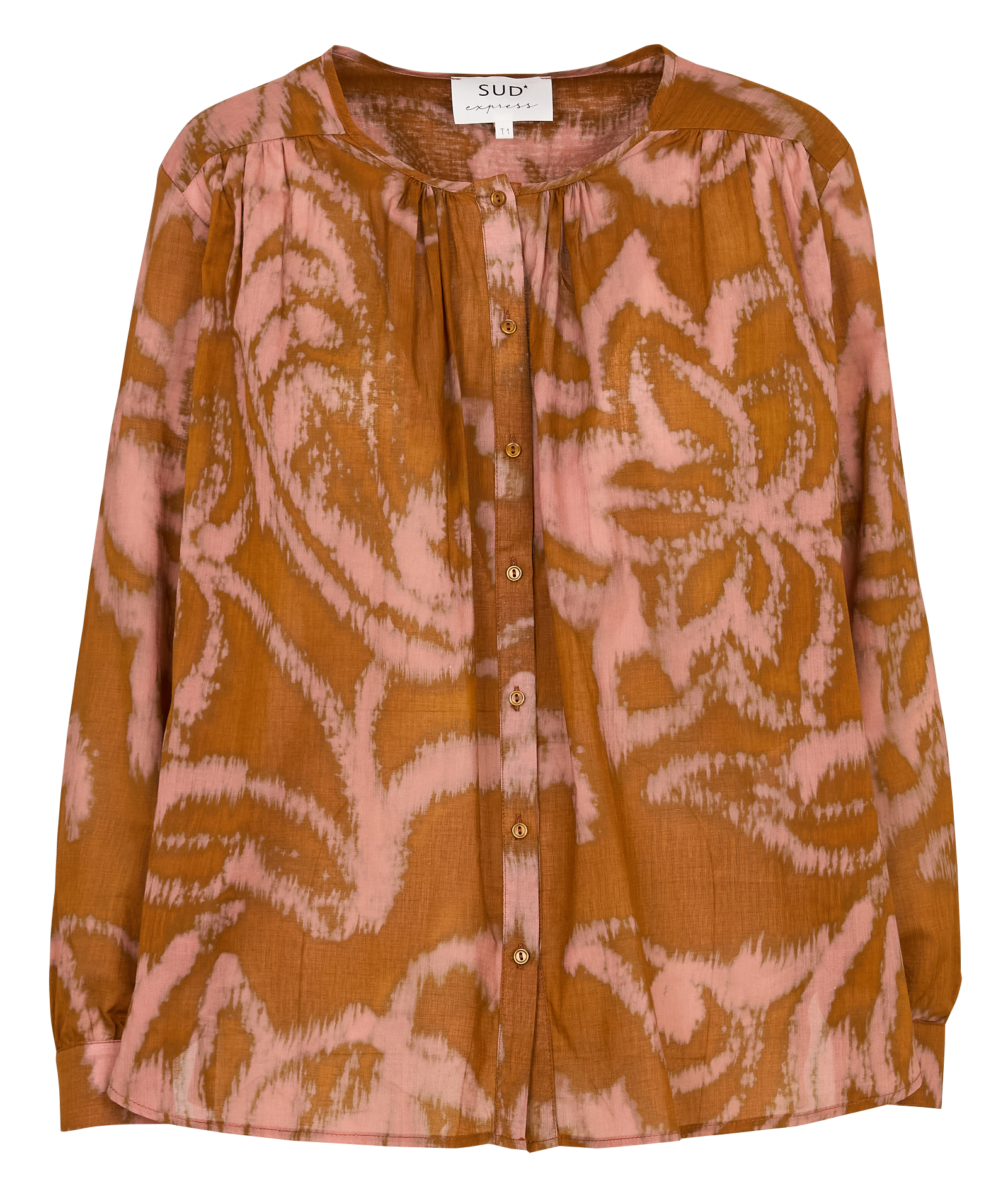 Chemise droite en coton imprimé SUD EXPRESS Beige