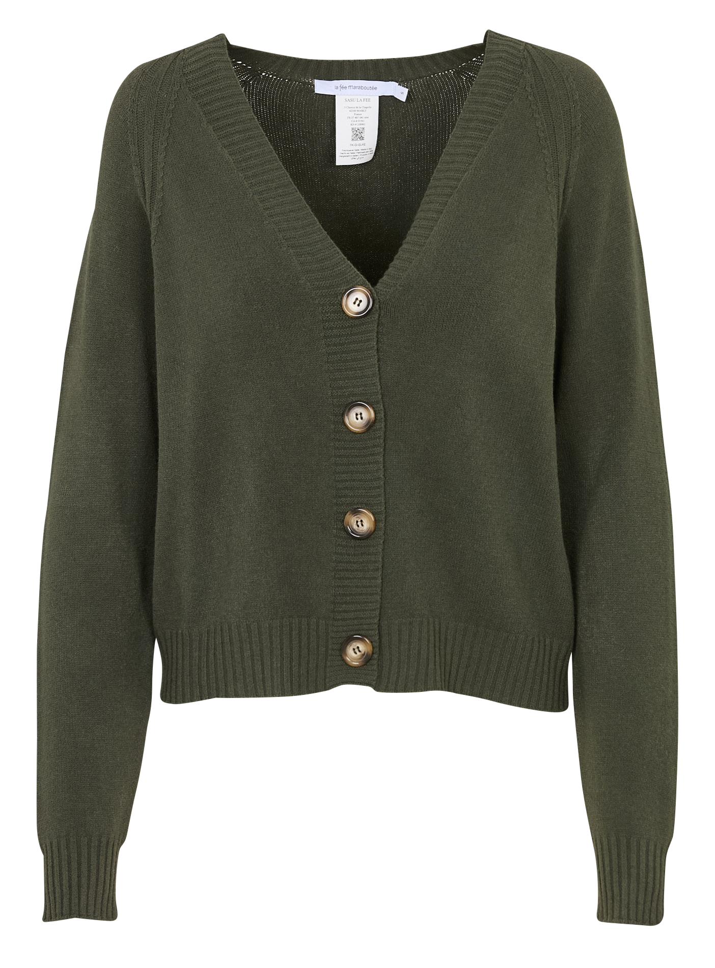 Straight V-neck sleeveless sweater in mixed knit. LA FEE MARABOUTEE Green