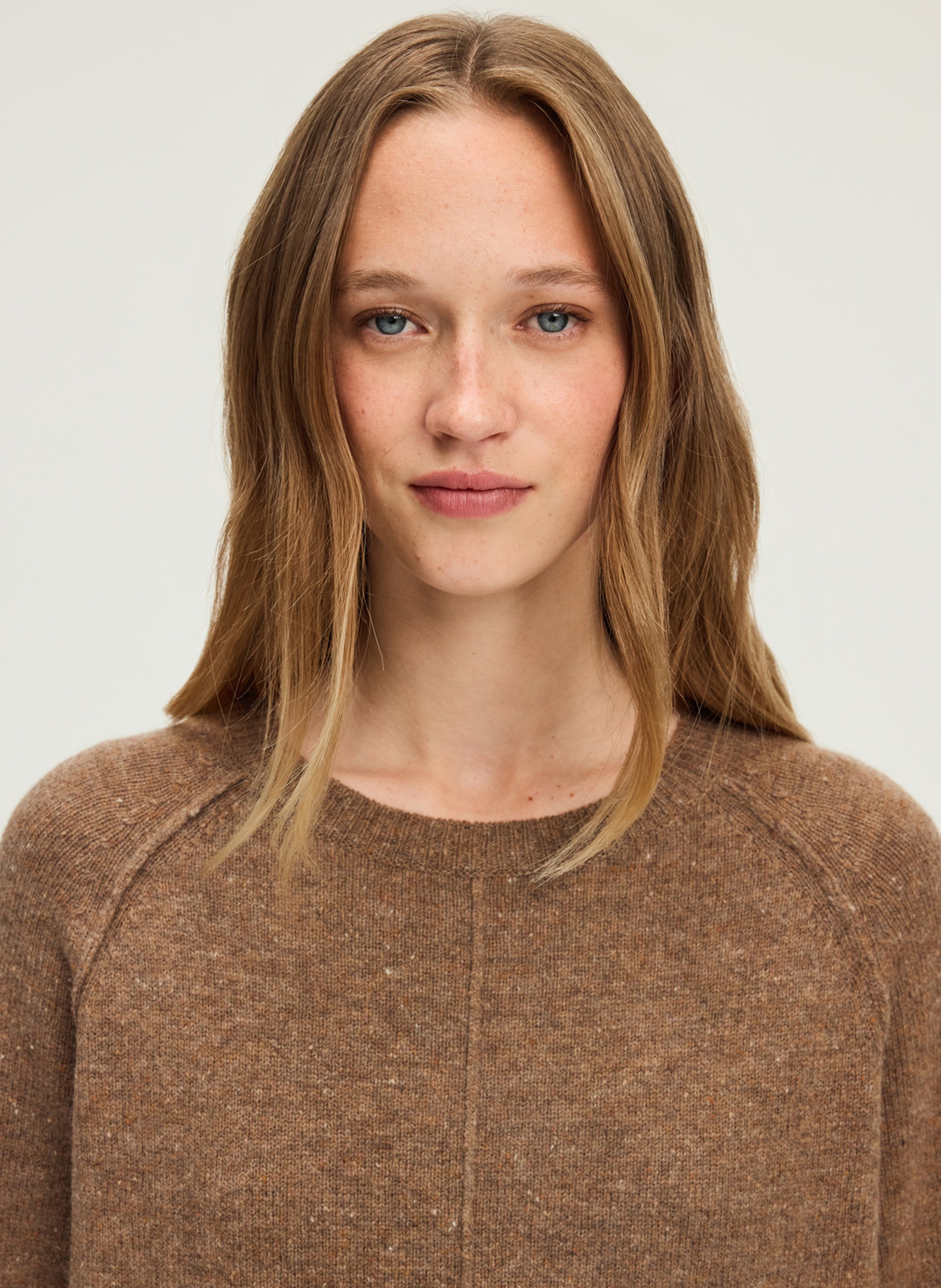 Pull droit col rond en laine PABLO Marron