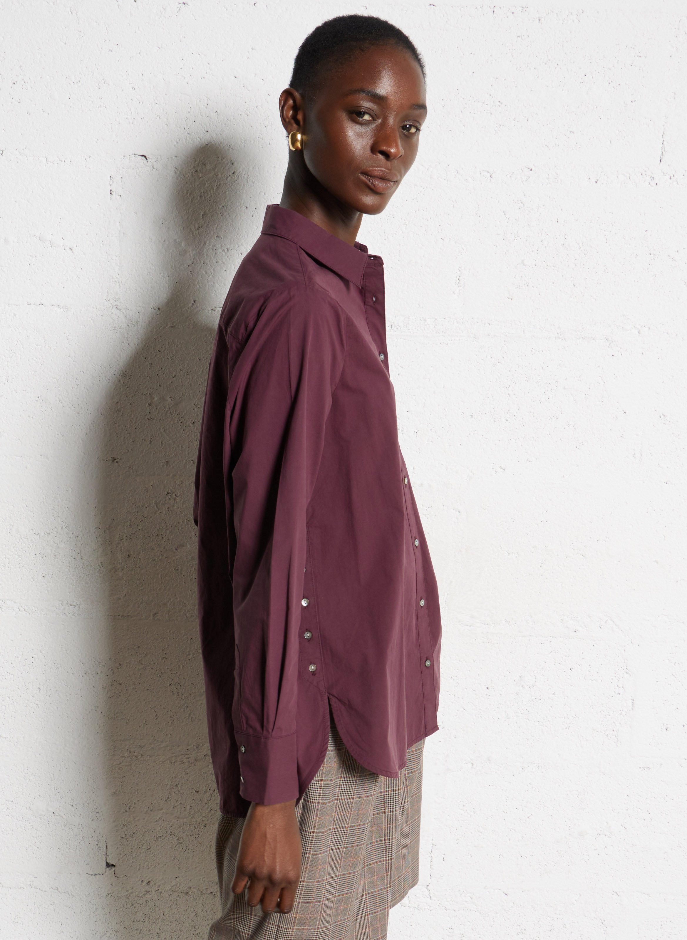 Chemise col classique oversize en coton BELLA JONES Violet