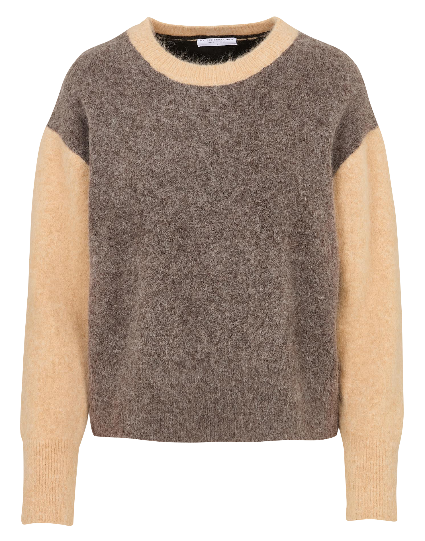 Pull ample col rond en alpaga mélangé MAJESTIC FILATURES Multicolore