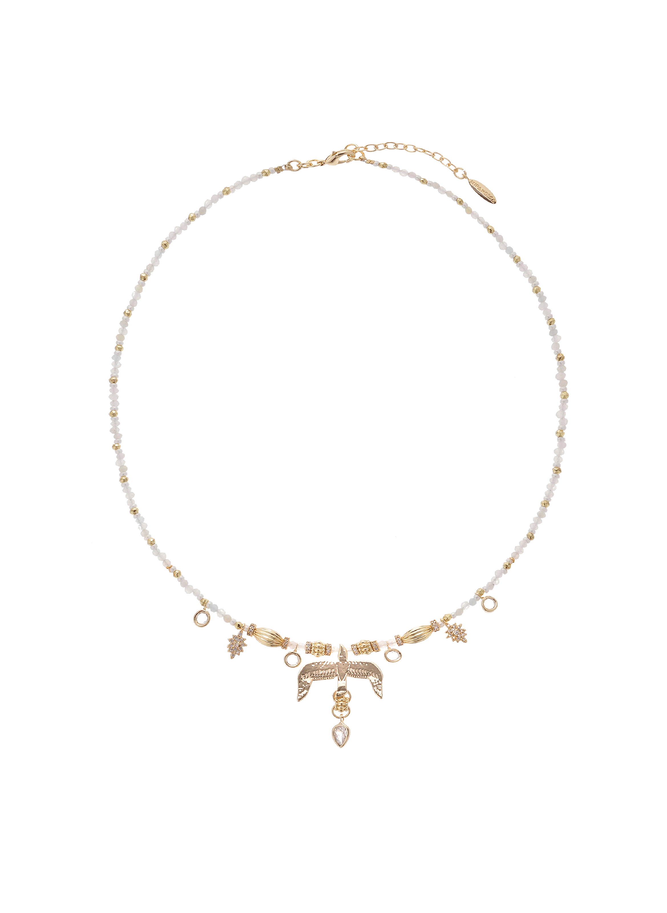 Pearl necklace with eagle pendant HIPANEMA White