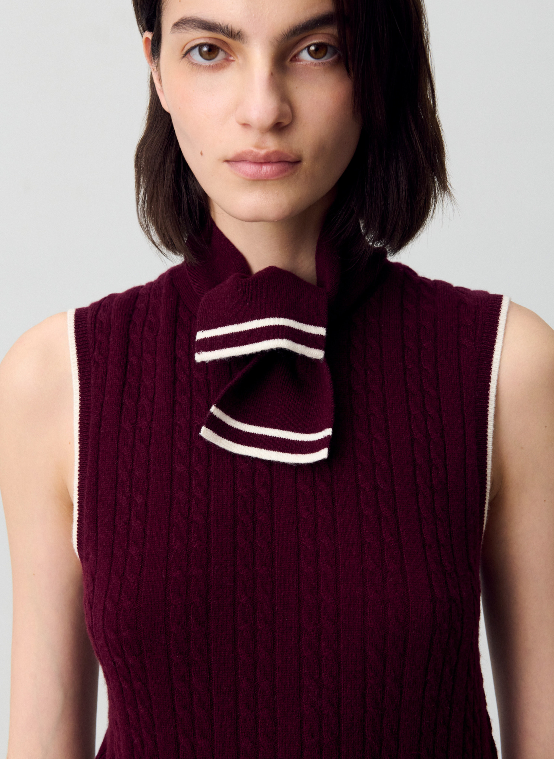 Pull col foulard en maille sans manches CLAUDIE PIERLOT Rouge