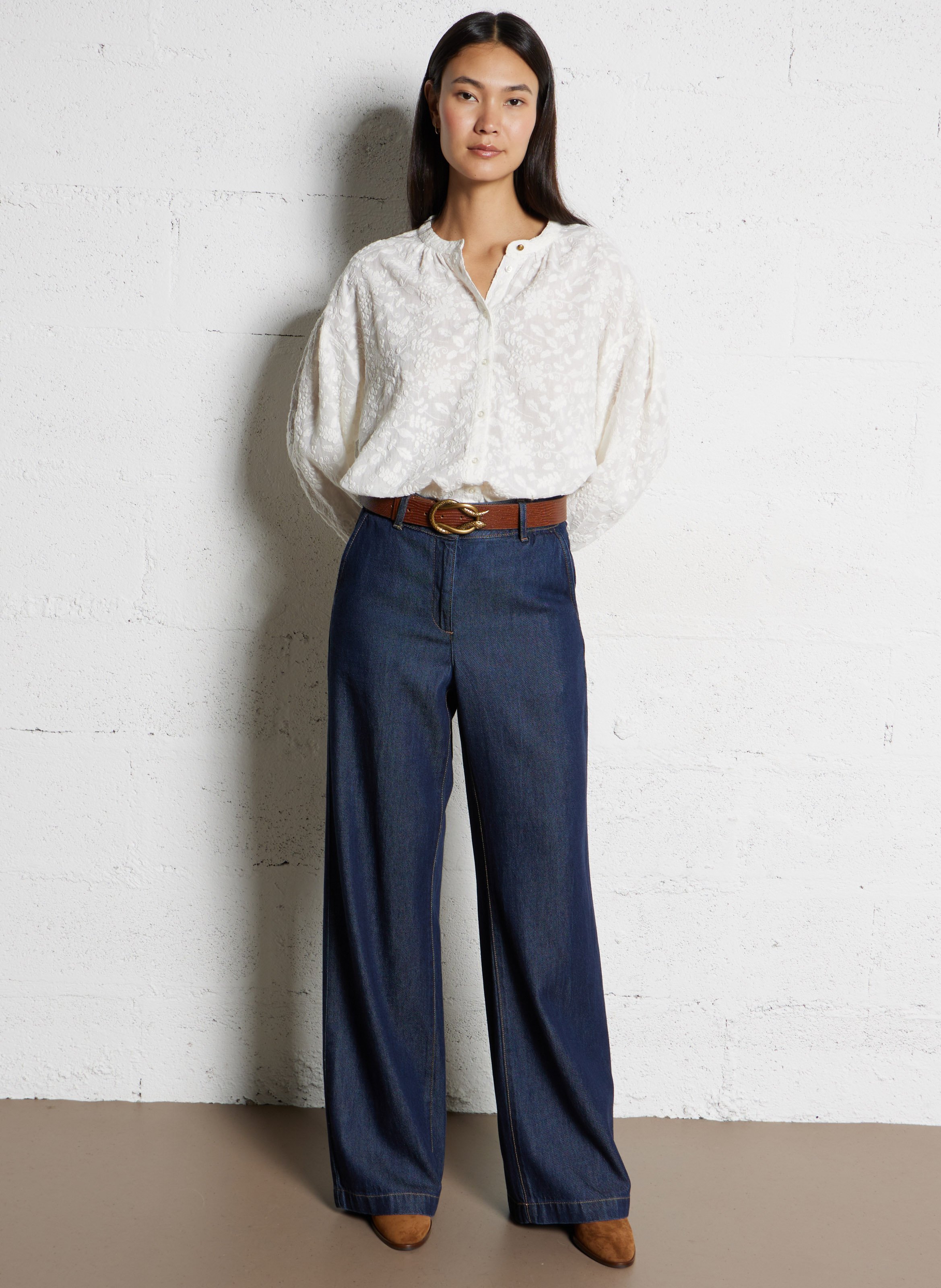 Farbige Straight Cut Jeans mit 5 Taschen MAISON 123 Blau