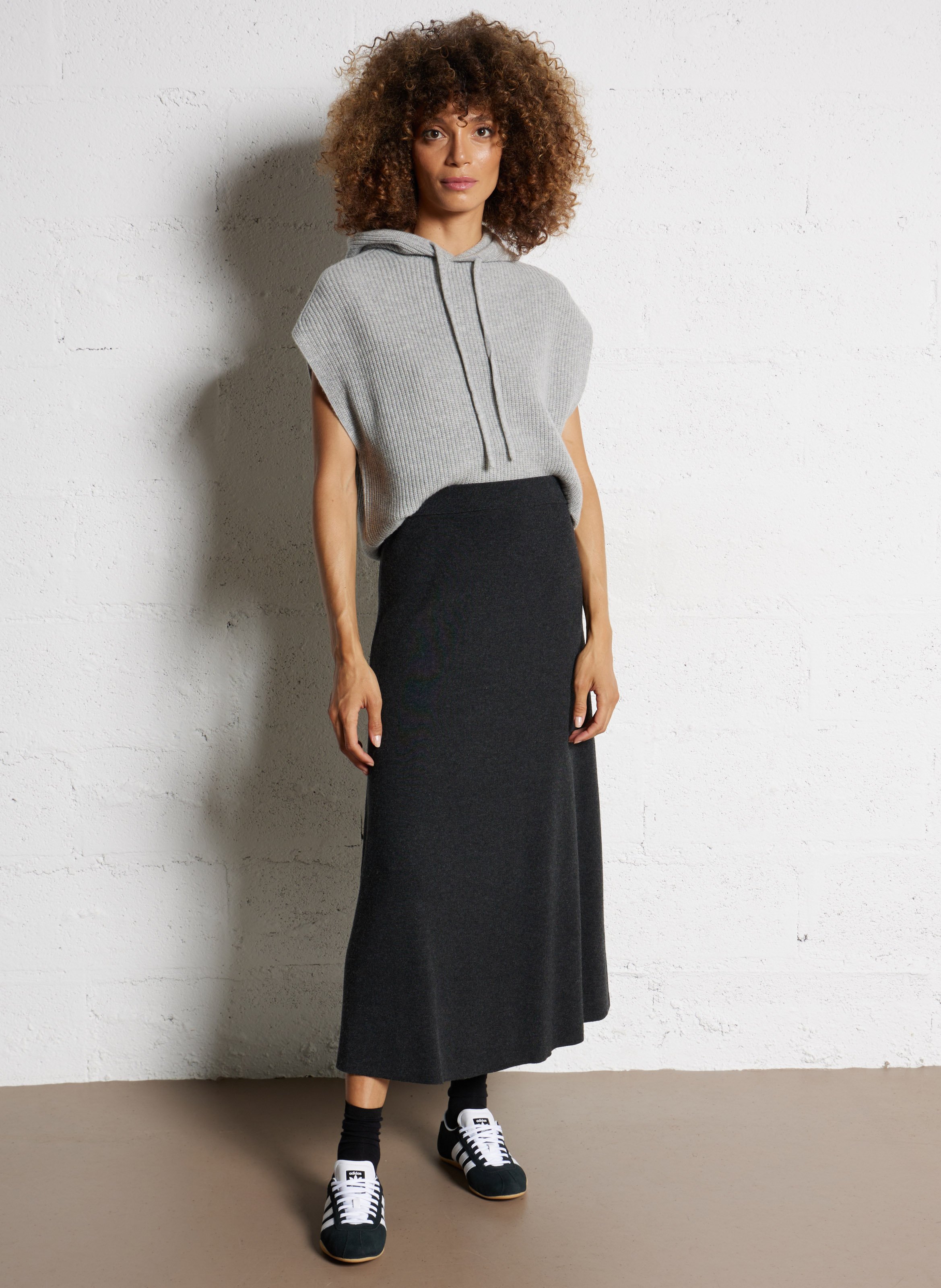 Jupe longue en maille HARTFORD Gris