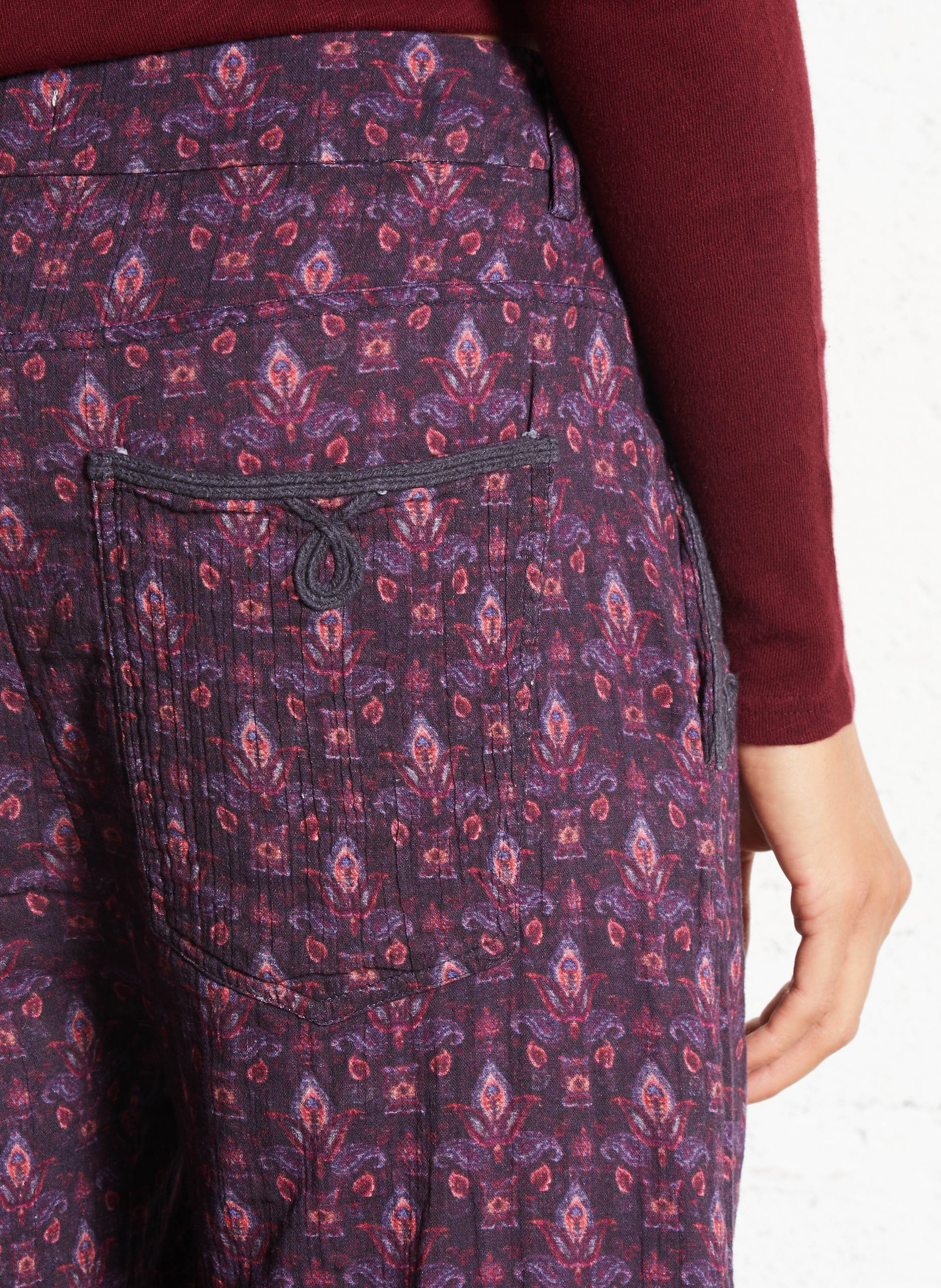 Pantalon large en coton MAISON HOTEL Violet