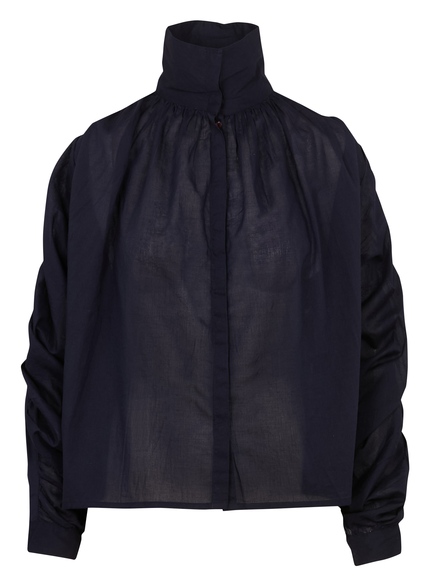 High neck buttoned solid blouse ANTIK BATIK Blue