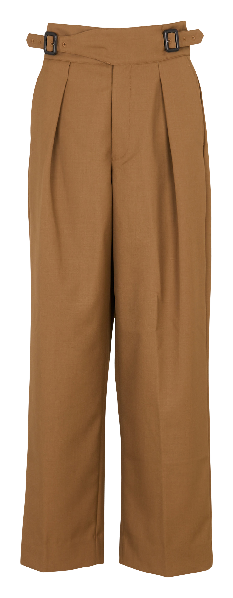 Broek met hoge taille en riem in effen kleur BERENICE Bruin